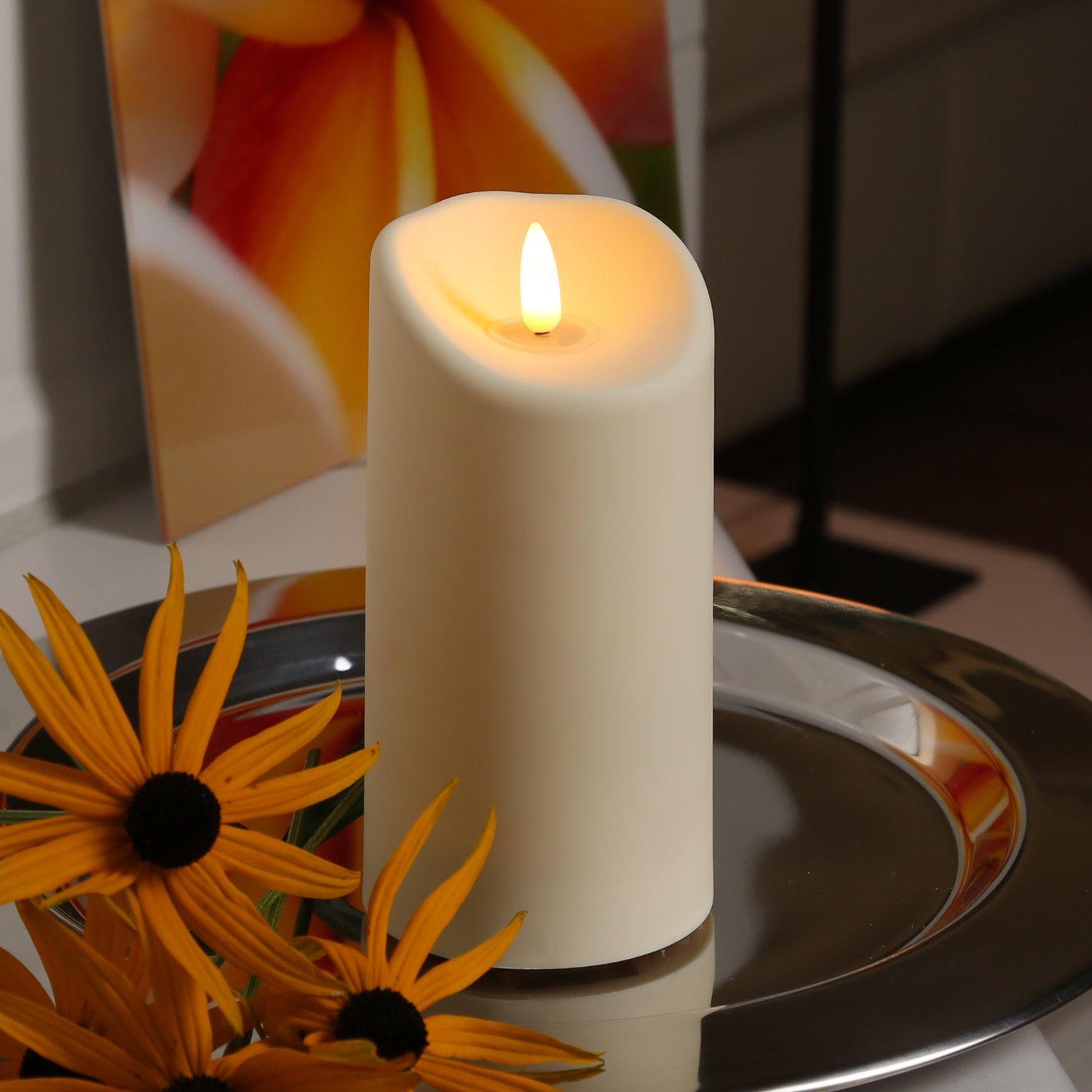 MARELIDA LED-Kerze für Außen Garten Balkon flackernd H: 17,5cm D: 7,5cm Tim günstig online kaufen