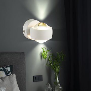etc-shop LED Wandleuchte, LED-Leuchtmittel fest verbaut, Warmweiß, LED Wand Leuchte Up Down Wohnzimmer Kugel Strahler Glas klar