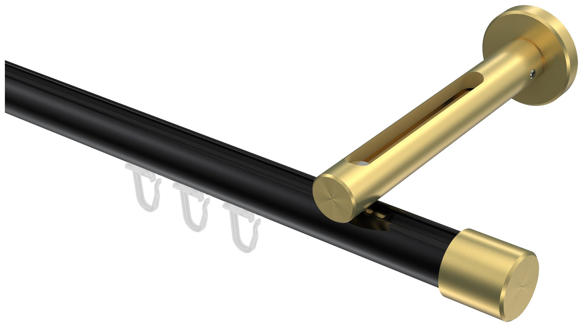 INTERDECO Innenlaufschiene Siteno Santo, Ø 20 mm, 1-läufig, Fixmaß, kürzbar, Wandmontage, Aluminium, Schwarz / Messing-Optik / Bicolor