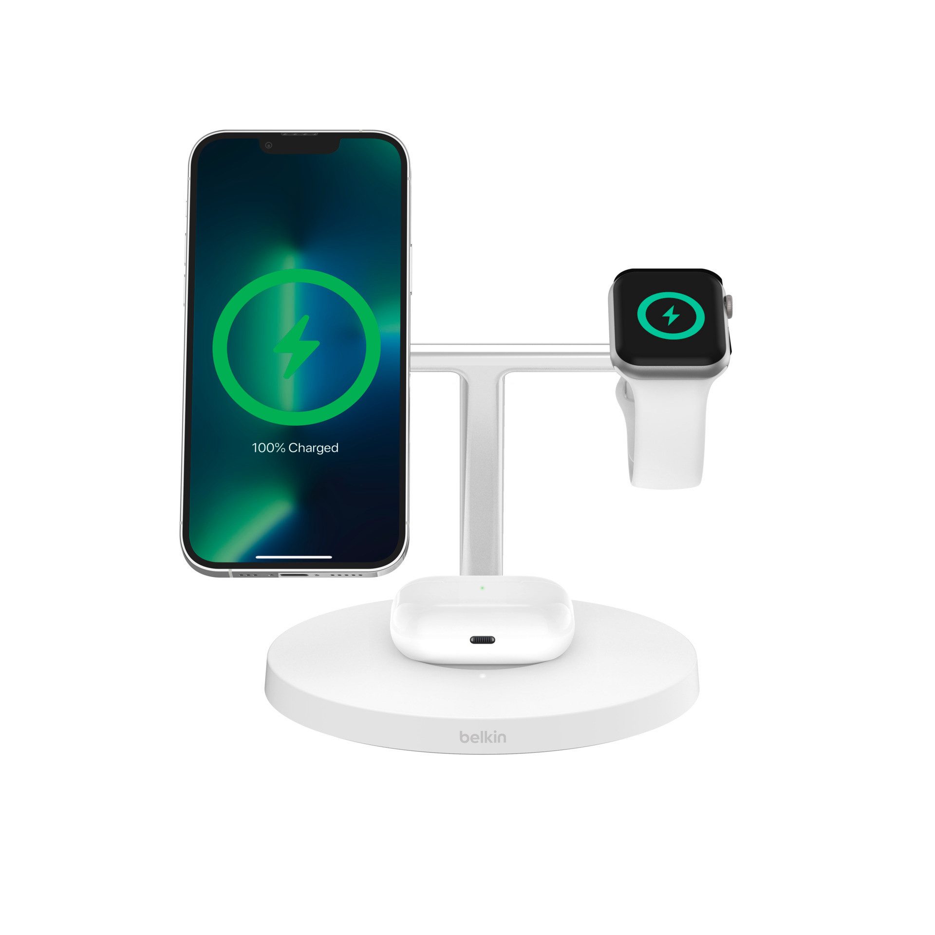 Belkin BoostCharge Pro Kabellose 3-in-1-Ladestation Wireless Charger (iPhone 17/Air/16, Pixelsnap, Apple Watch, AirPods) – Bild 5 von 5