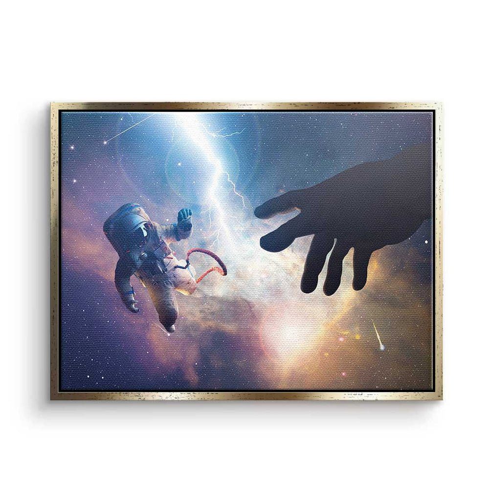 DOTCOMCANVAS® Leinwandbild, Premium Leinwandbild - Pop Art - Michelangelo Universum - Wandbild goldener Rahmen