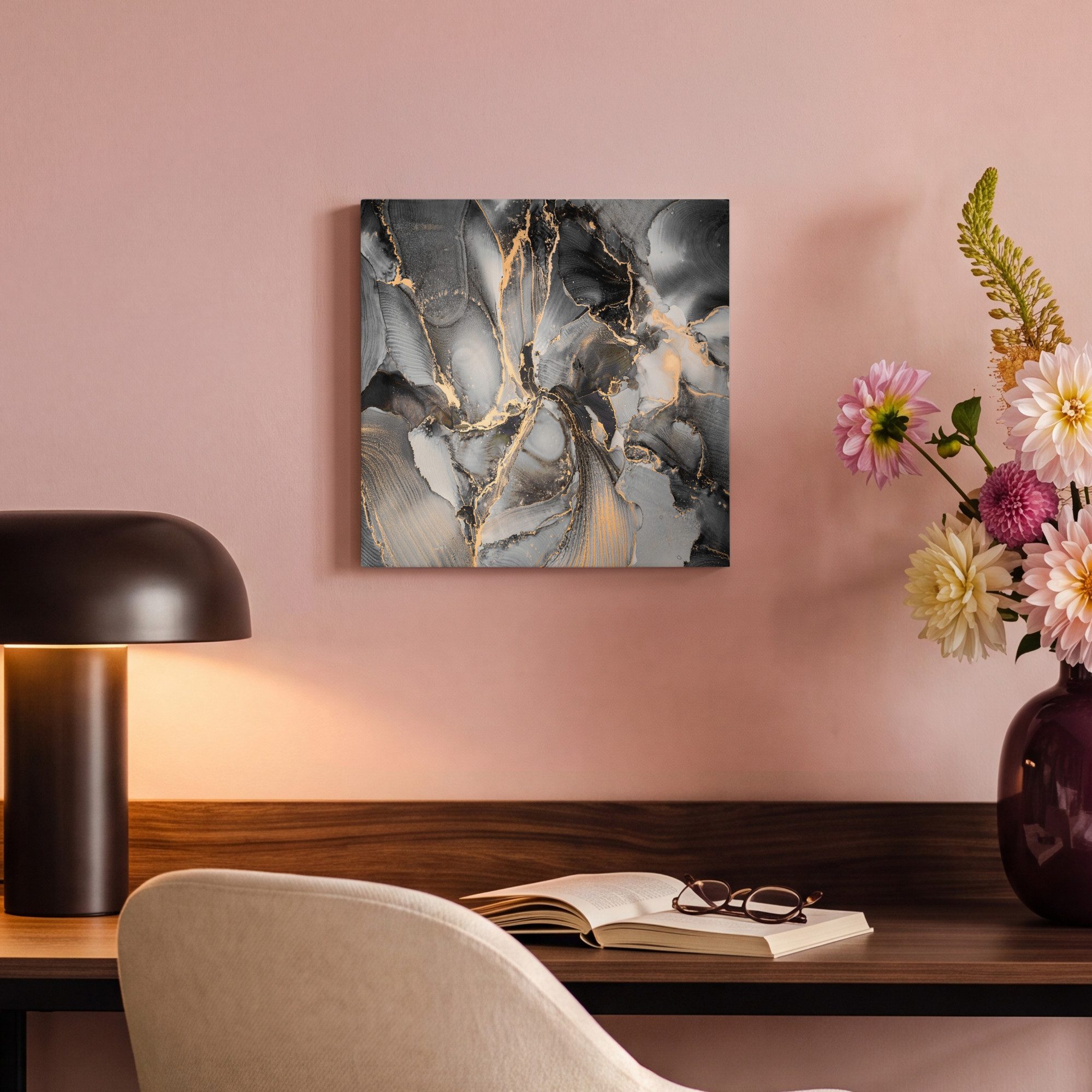 OneMillionCanvasses® Leinwandbild Grau - Luxus - Gold - Marmor, Fotodruck (1 St), Leinwand Canvas Wandbild, Wanddekoration 20x30 cm – Bild 4 von 5