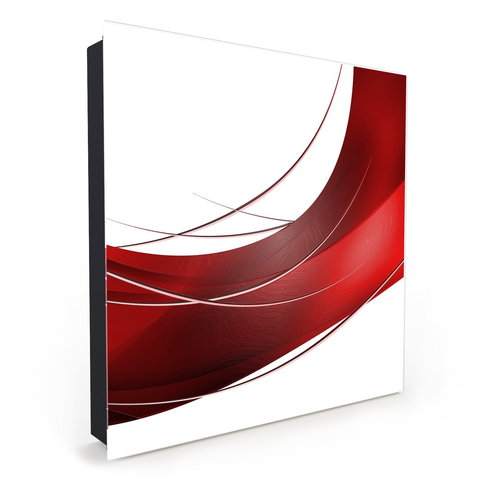 Primedeco Schlüsselkasten Magnetpinnwand mit Glasfront Rote Welle (1 St)