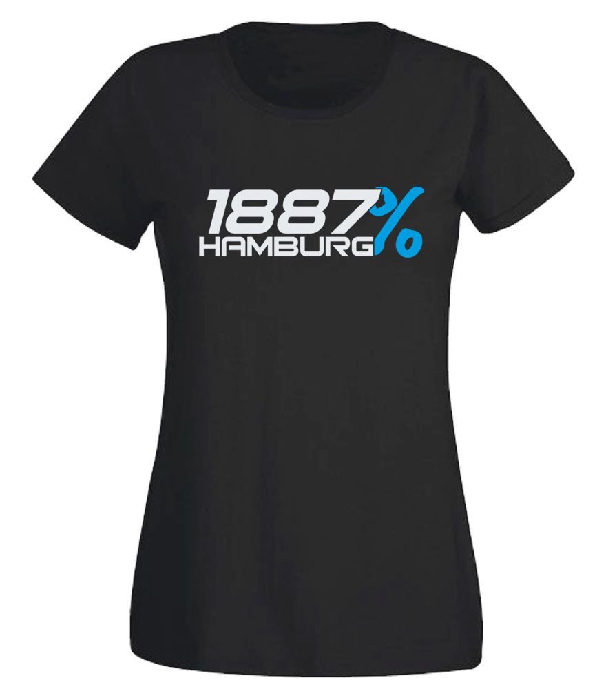G-graphics T-Shirt 1887% Hamburg Slim-fit Damen T-Shirt mit einem Motiv für den echten Fan