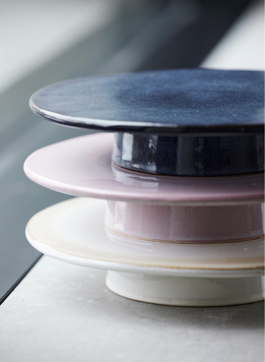 Bitz Tortenplatte Tortenplatte auf Fuß dark blue 30 x 5,5 cm, Steinzeug, (Platten), Tortenplatte mit Fuß D30 x H5,5 cm Dunkelblau