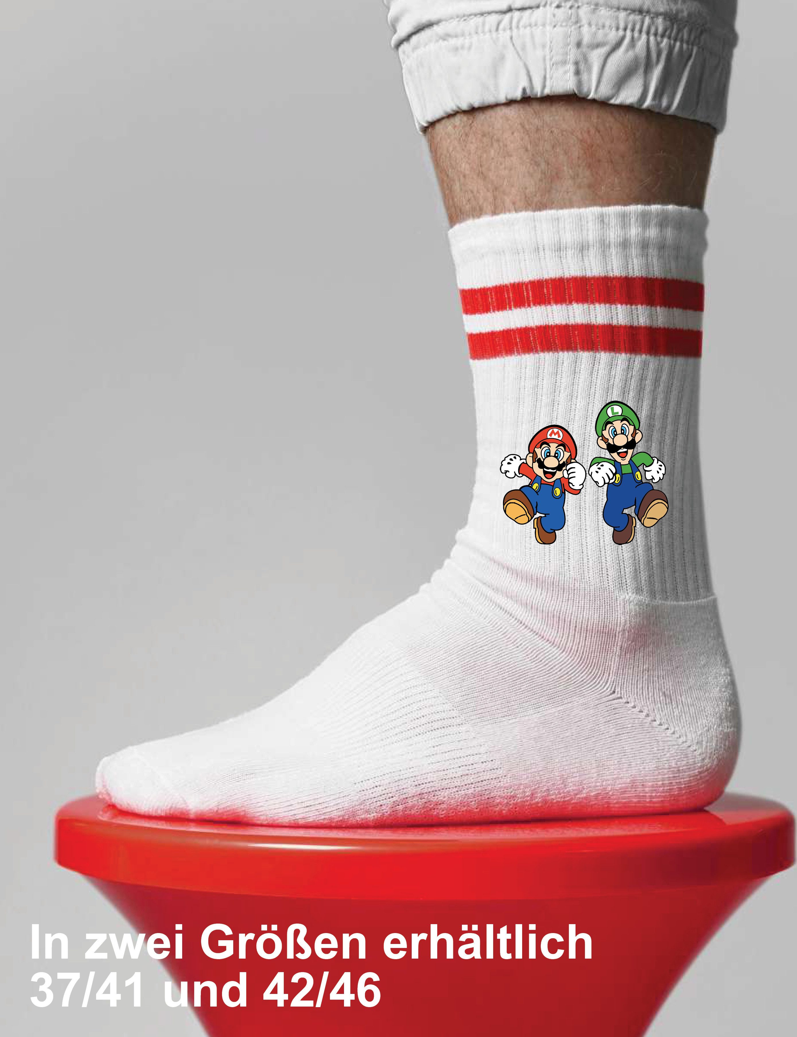 Youth Designz Tennissocken Mario Luigi Unisex Socken Geschenk für Herren Damen mit verstärkter Verse und Zehenbereich