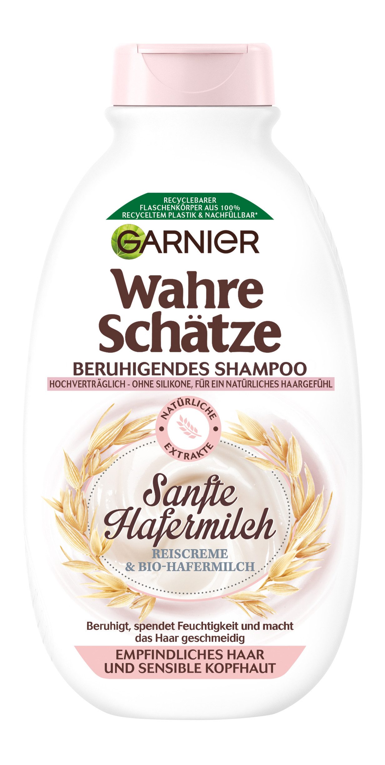 GARNIER Haarshampoo WAHRE SCHÄTZE SHAMPOO SANFTE HAFERMILCH, für empfindliches Haar und sensible Kopfhaut, ohne Silikone
