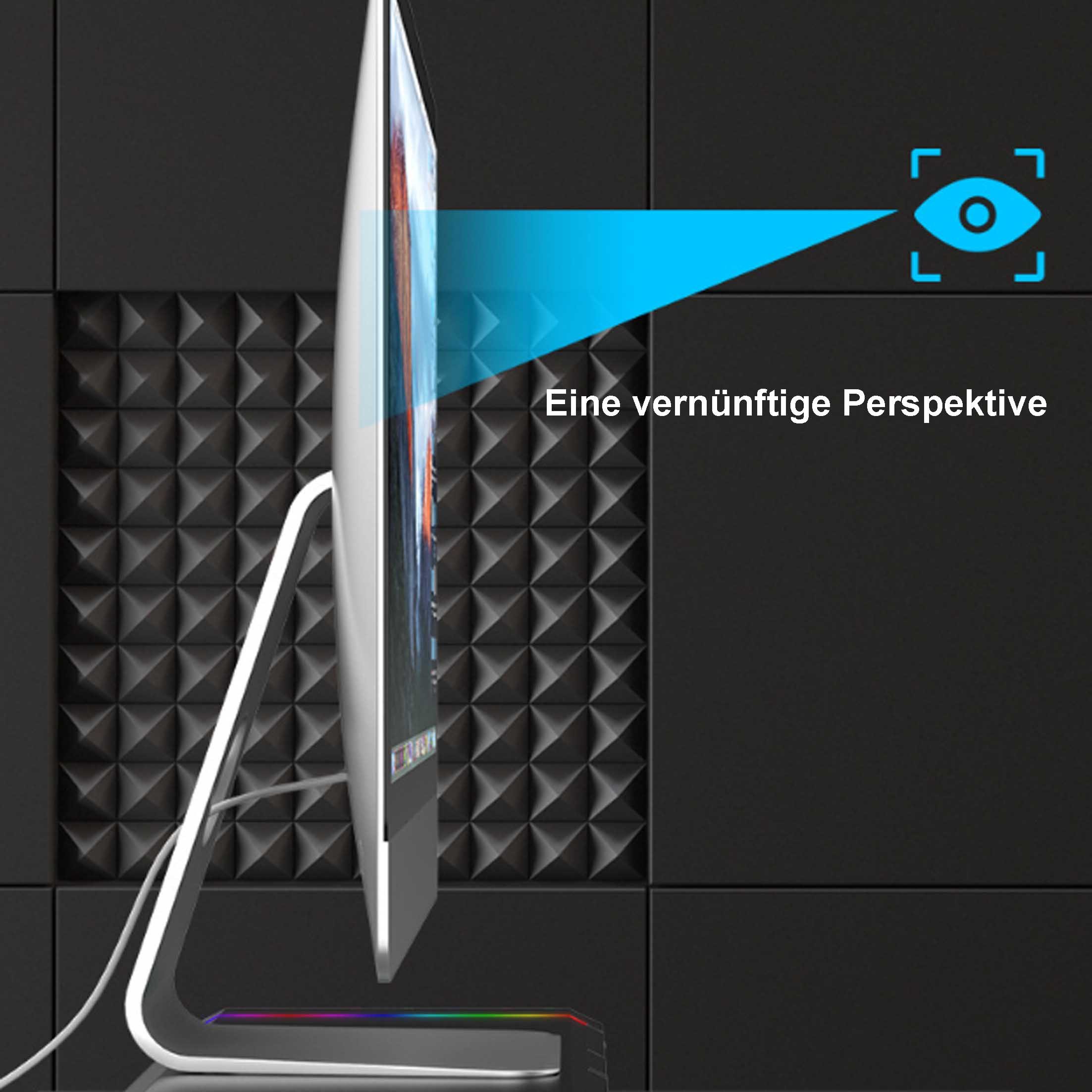 KINSI Monitor-Halterung Monitorständer mit Schublade, RGB LED, USB Hub, Schreibtisch Organizer, (mit 9 Lichteffekten, mit vier USB-Erweiterungsanschlüssen)