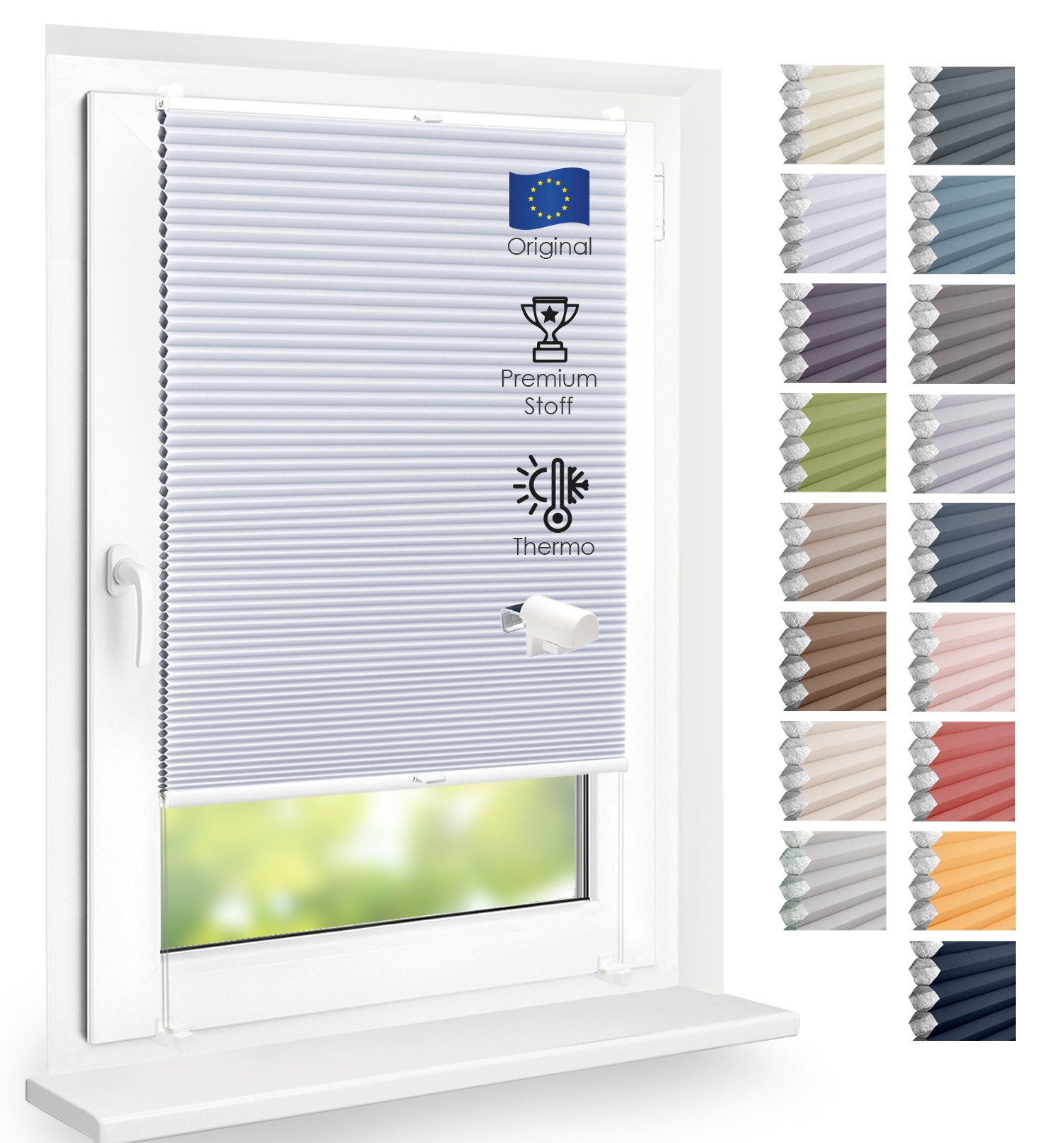 DomDeco Wabenplissee Thermo Plissee ohne Bohren - Hitzeschutz, Verdunkelung, verspannt, abdunkelnd, Klemmfix, stufenlos, kälteschutz, modernes Fensterplissee