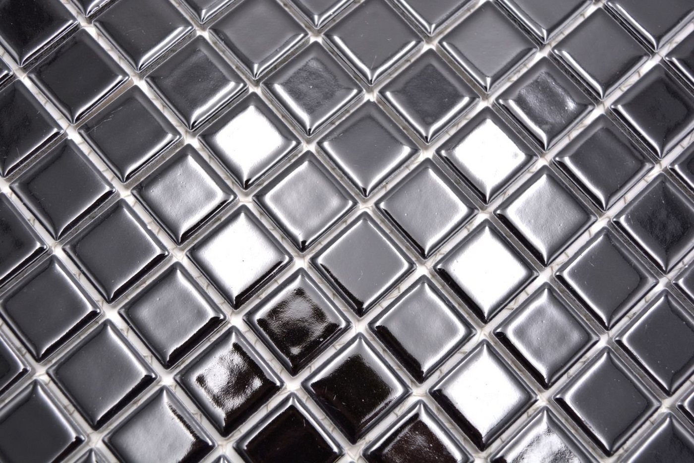 Thumbnail - Mosani Mosaikfliesen Keramikmosaik Mosaikfliesen schwarz glänzend / 10 Mosaikmatten