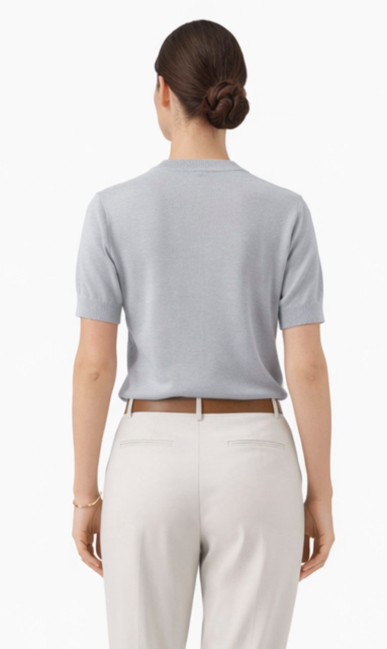 Emporio Armani Strickpullover Pullover Kurzarm Strickpulli mit Gesticktes Logo Hergestellt in Italien für höchste Standards