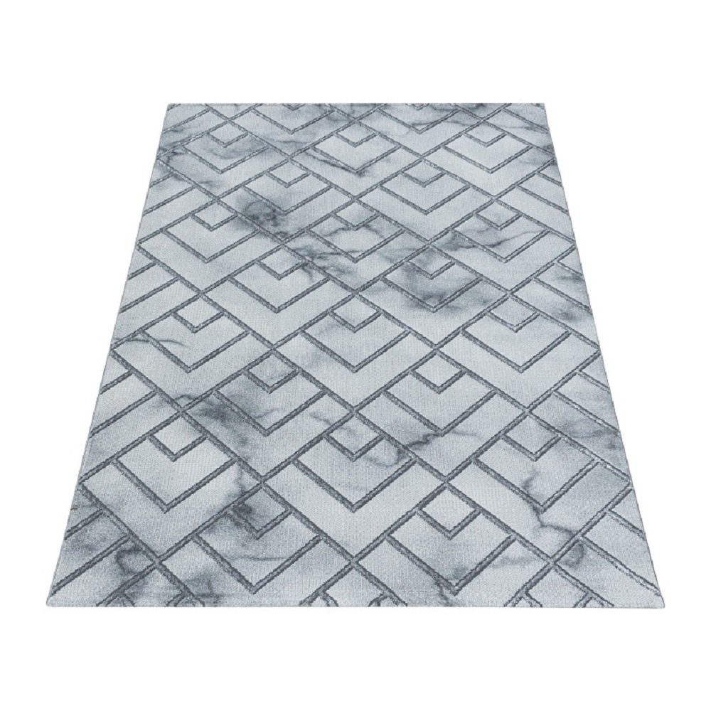 Marmoroptik, und modern, Giantore, exklusiver Teppich mit Silber rechteck Teppich edel