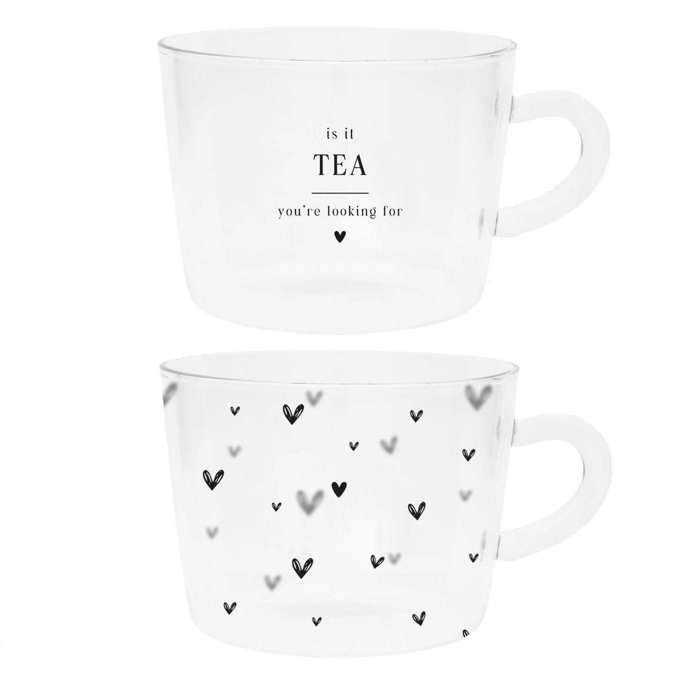 Bastion Teeglas-Set & klar is Collections schwarz Hearts TEA Teeglas it H7cm, Glas Glas