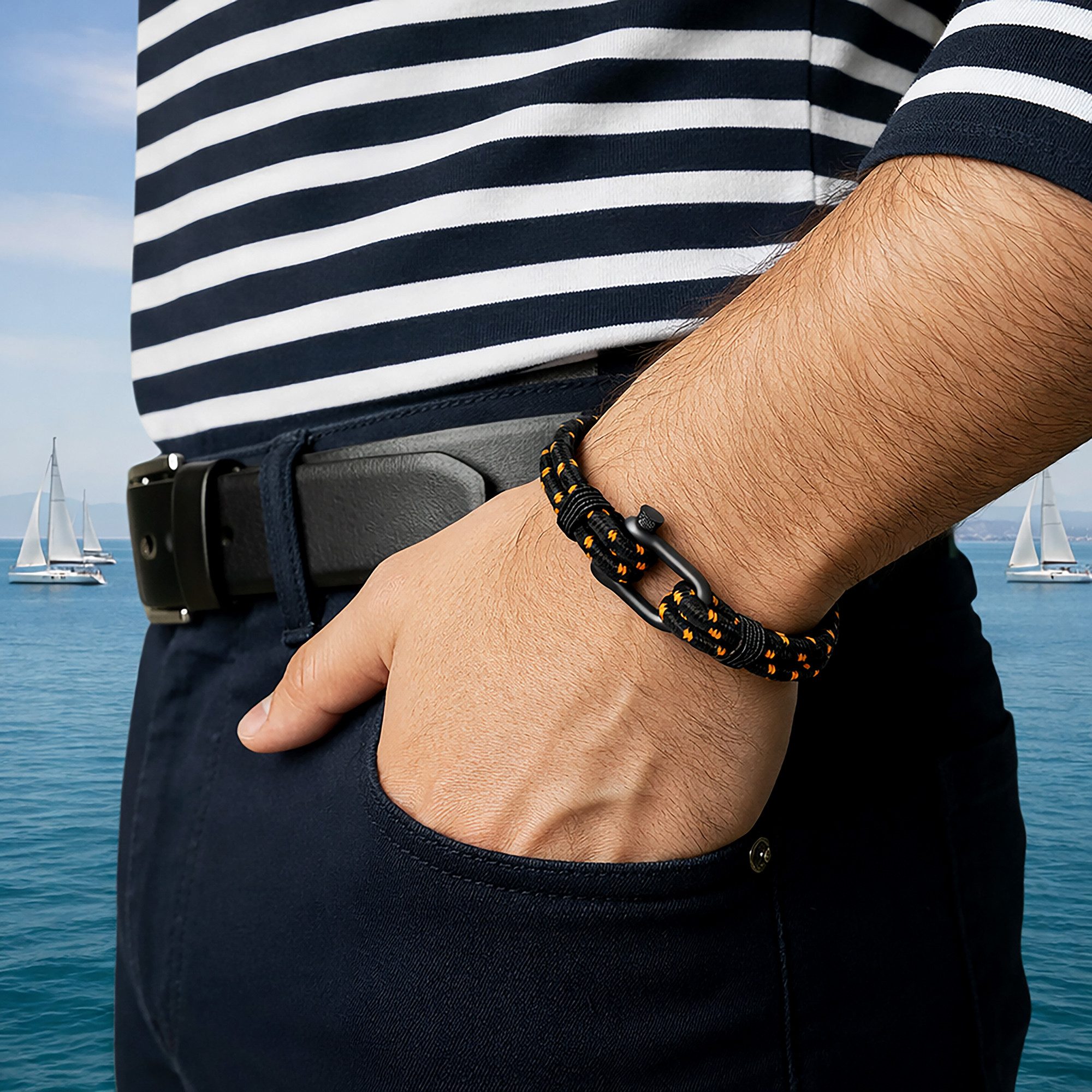 UNIQAL.de Armband maritimes Segeltau „DELMARE“– Nautic Style mit Schäkelverschluss (Edelstahl, Casual Style, leicht, robust, wasserfest), handgefertigt