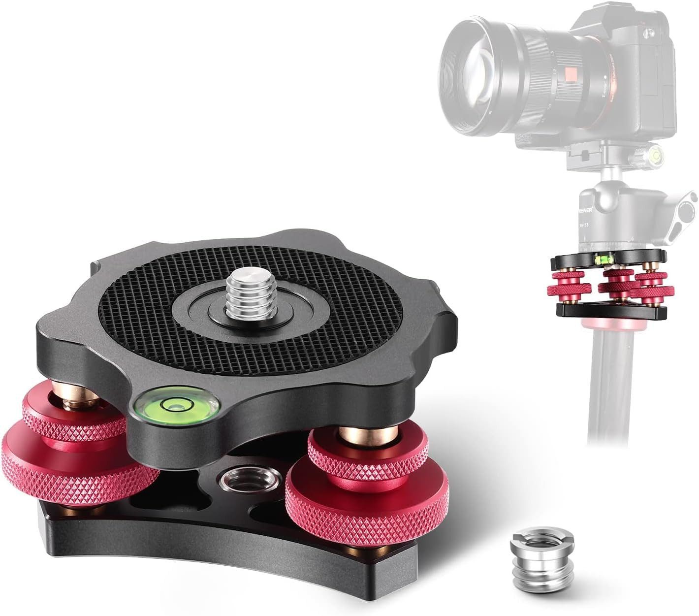 Neewer Wasserwaage LP64 Nivelliersockel für Makro & Panoramafotografie, (Packung), eignet sich für alle Arten von Stativköpfen