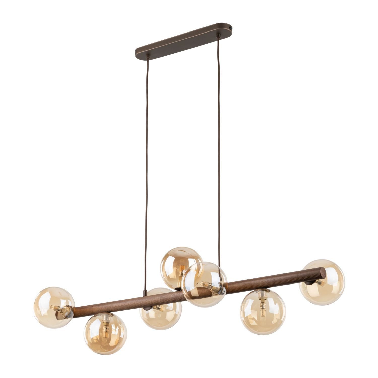 Licht-Erlebnisse Pendelleuchte MIEKE, ohne Leuchtmittel, Rauchglas Metall H: max. 125 cm Braun Bernstein G9 Kugel Schirm