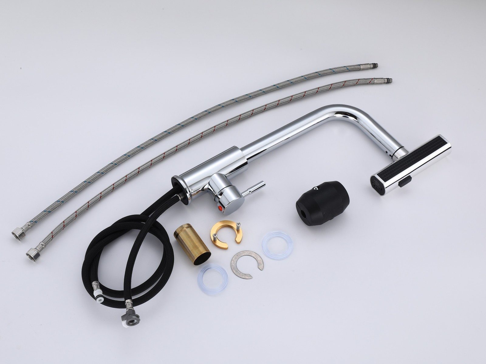 Homeline Küchenarmatur Küchenarmatur 360° Wasserhahn Küche Mischbatterie Spültisch Chrom (Mit flexibel, Schläuche, Wasserhahn)