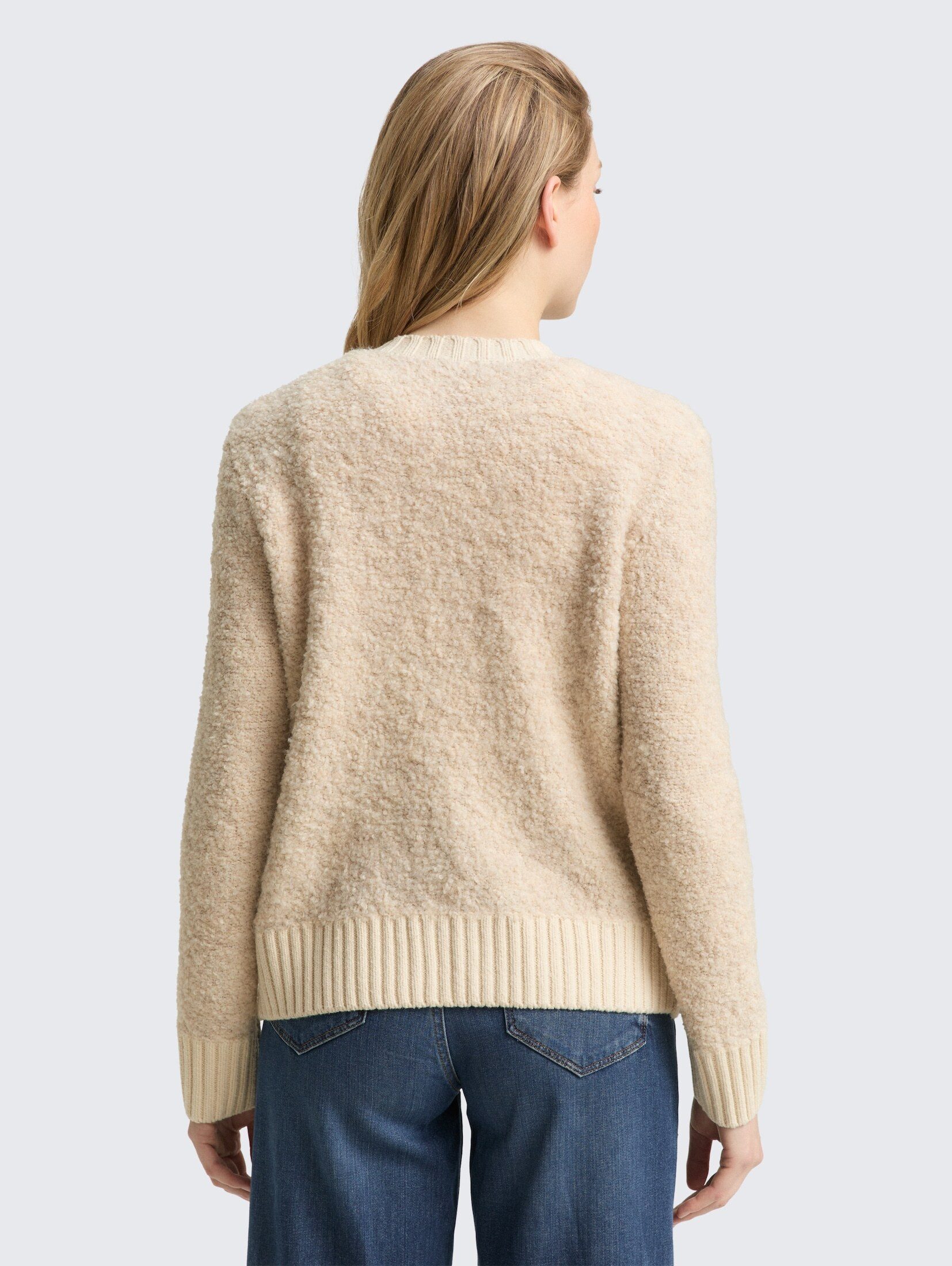 TOM TAILOR Cardigan Pullover & Strickjacken Bouclé Cardigan mit Wollanteil
