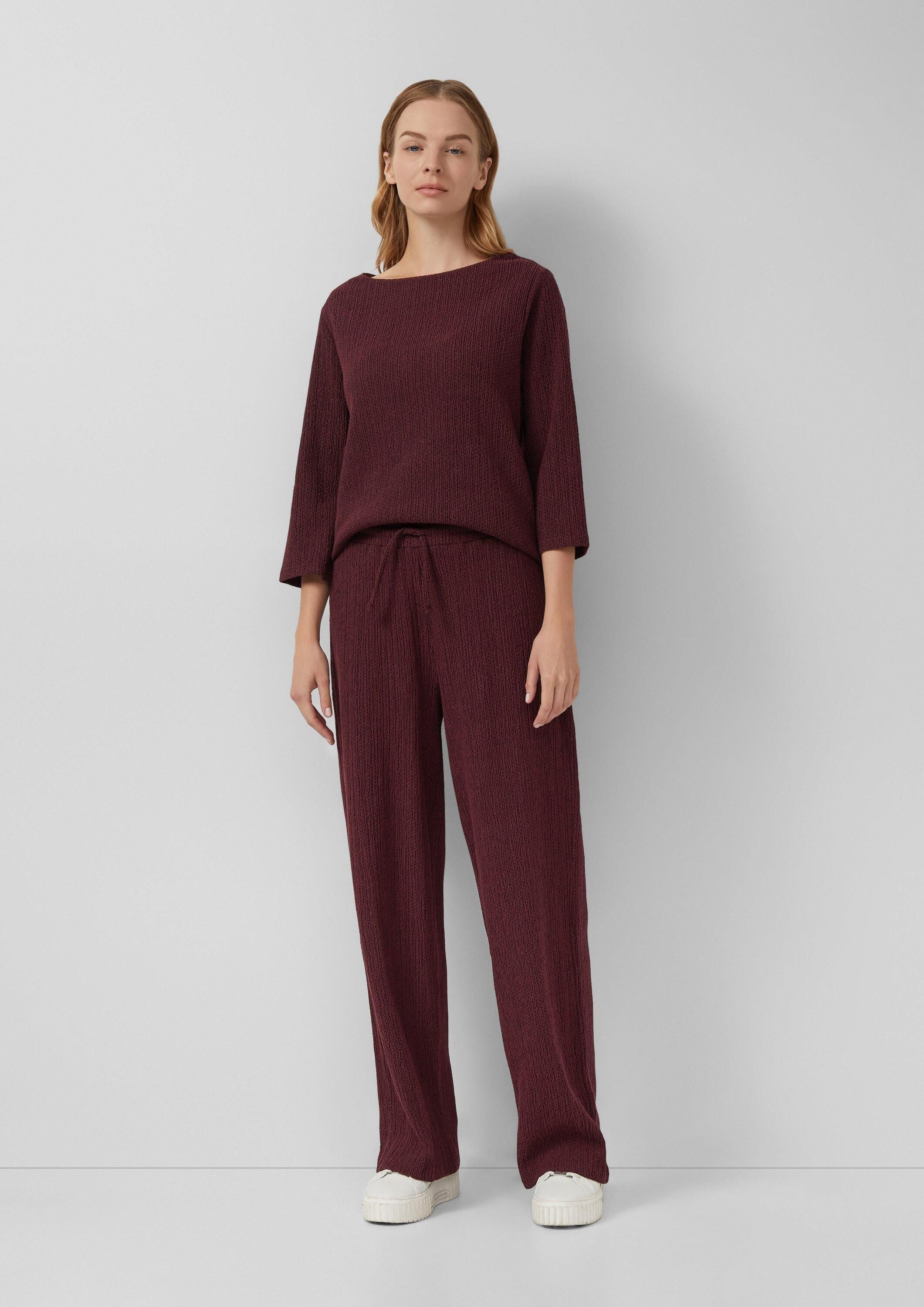 s.Oliver Chinos Hose Strukturierte Wide-Leg-Hose mit Tunnelzug