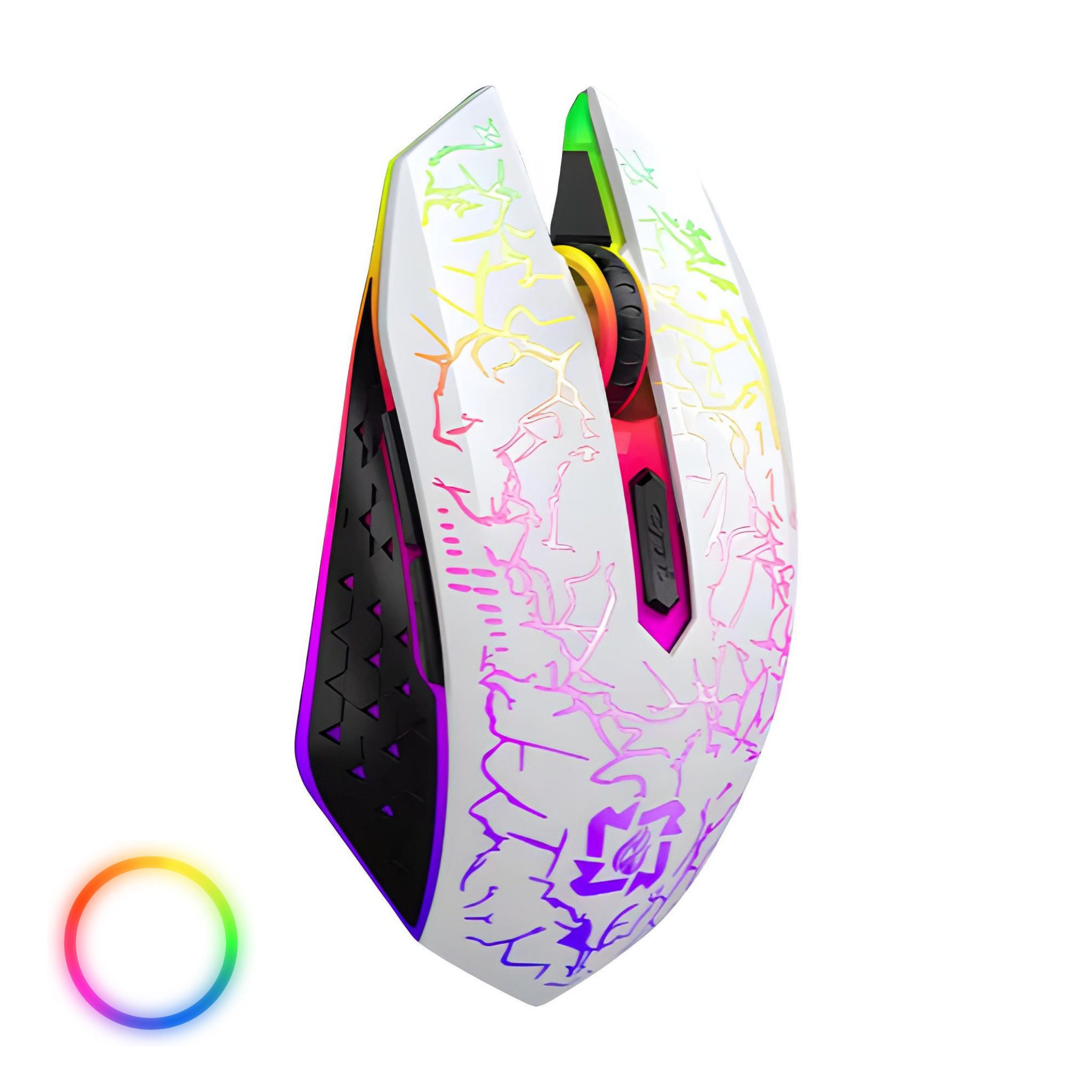 HS.SUPPLY RGB Gaming Maus wireless, Leise & aufladbar Gaming-Maus (Bluetooth, Funk, Einstellbare DPI-Auflösung, RGB Beleuchtung, 6 Tasten)