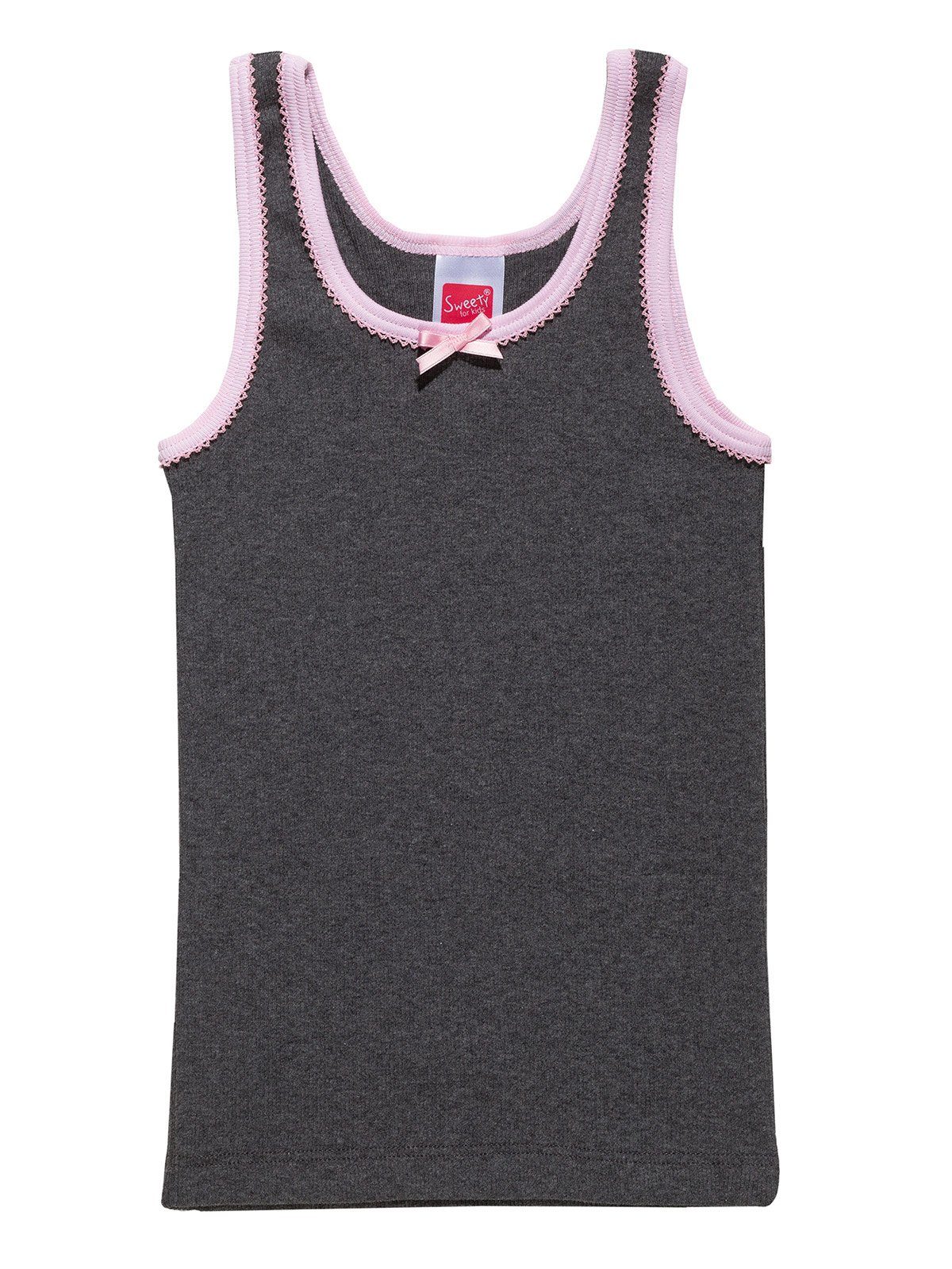 2-St) Kids 2er Markenqualität Sweety Sparpack Doppelripp Achselhemd Unterhemd schwarz (Spar-Set, for Mädchen carbon hohe