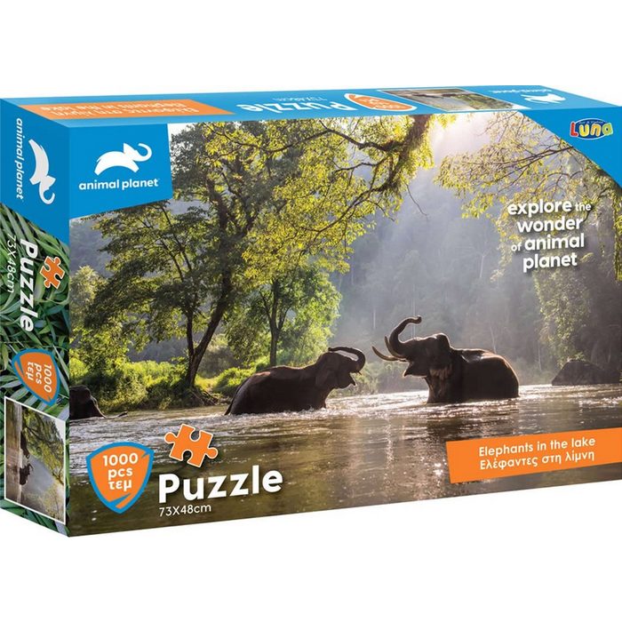 Diakakis Steckpuzzle animal planet Elefanten an See 1000-tlg 73 x 48 cm Puzzleteile