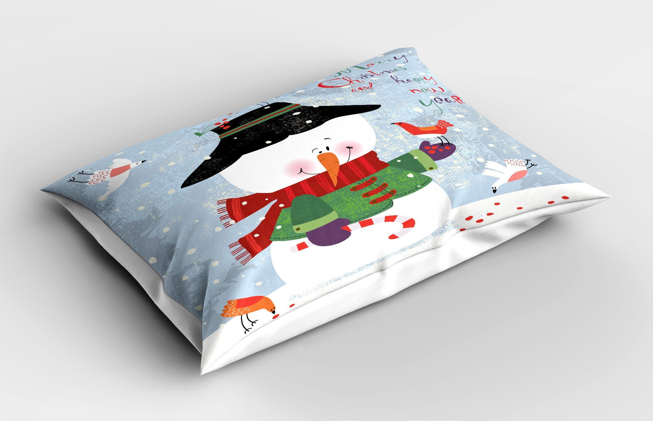 Kissenbezüge Dekorativer Standard Neujahr Weihnachten Grunge Stück), Kissenbezug, Schneemann Abakuhaus Size (1 Gedruckter King