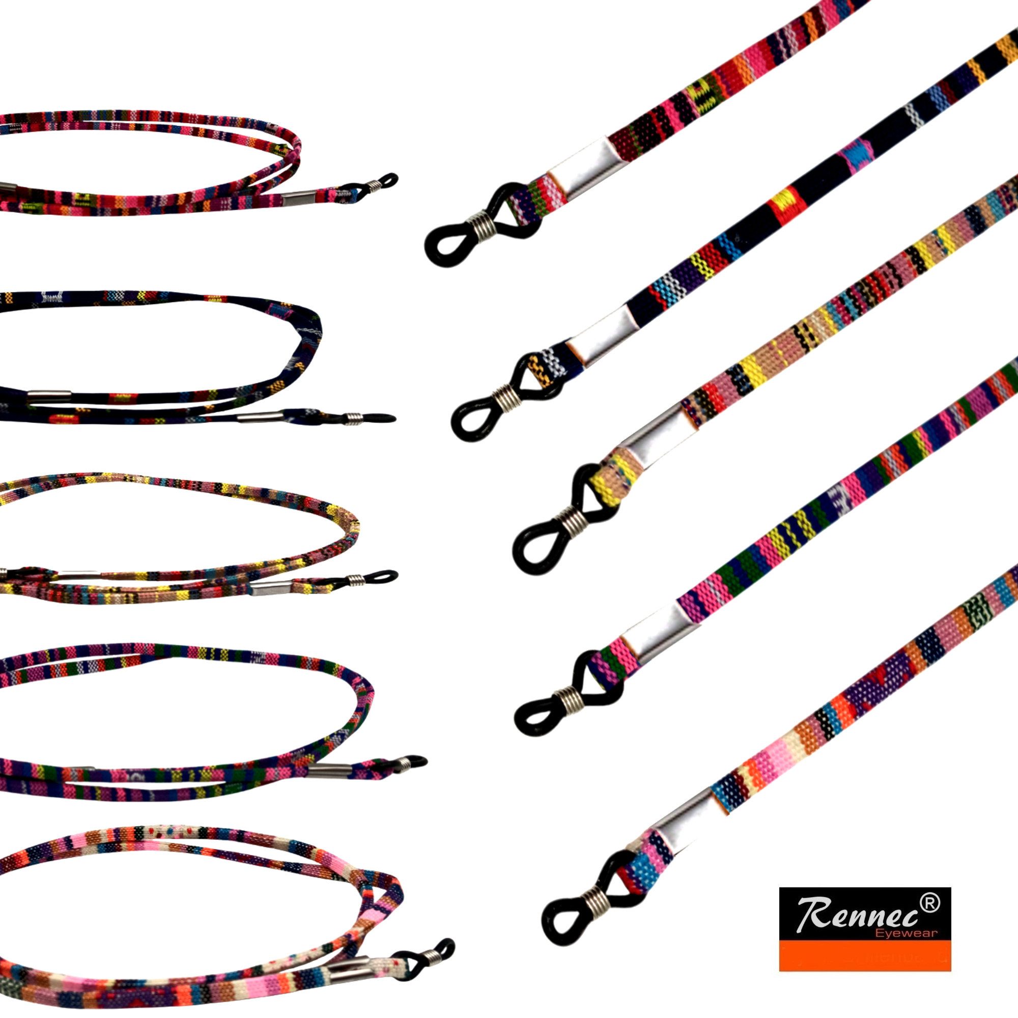 Rennec Brillenband, 5 stück Brillenbänder Mehrfarbig Designer Brillenband Bunt Reißfest