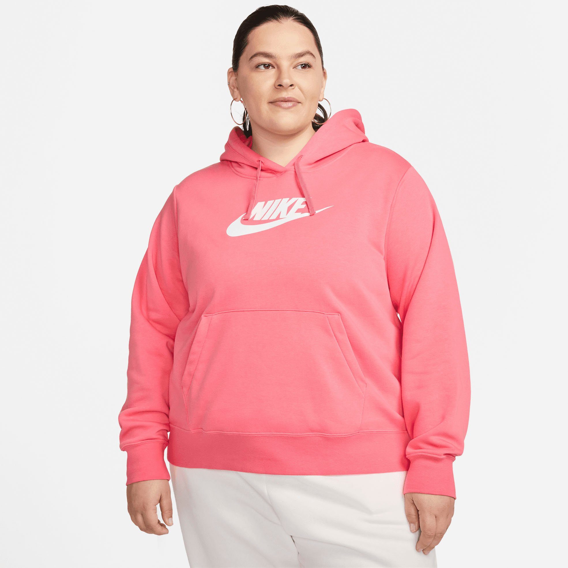 Fleece Hoodie Nike Women's Sportswear Size) Pullover (Plus Kapuzensweatshirt orange Club