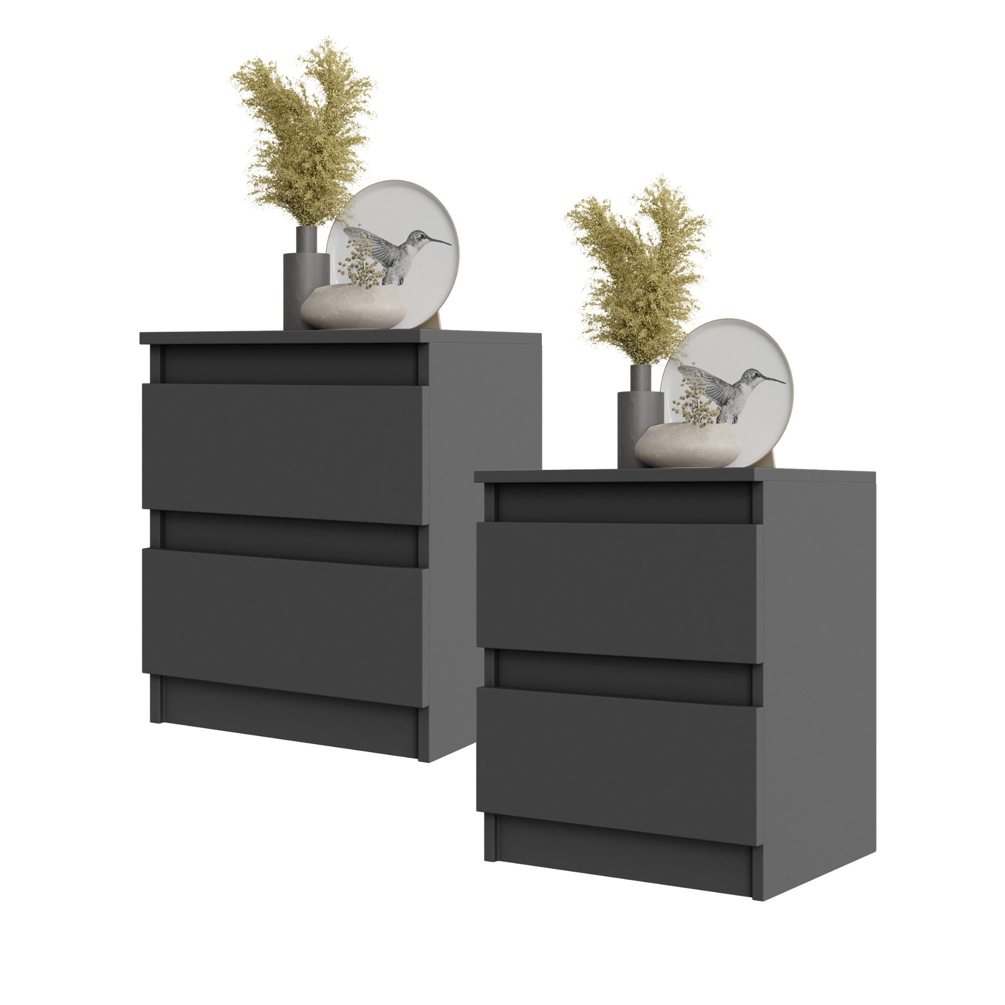 Furnica Nachttisch 2er-Set - BIG G - Nachtschrank mit 2 Schubladen H50cm B4 günstig online kaufen