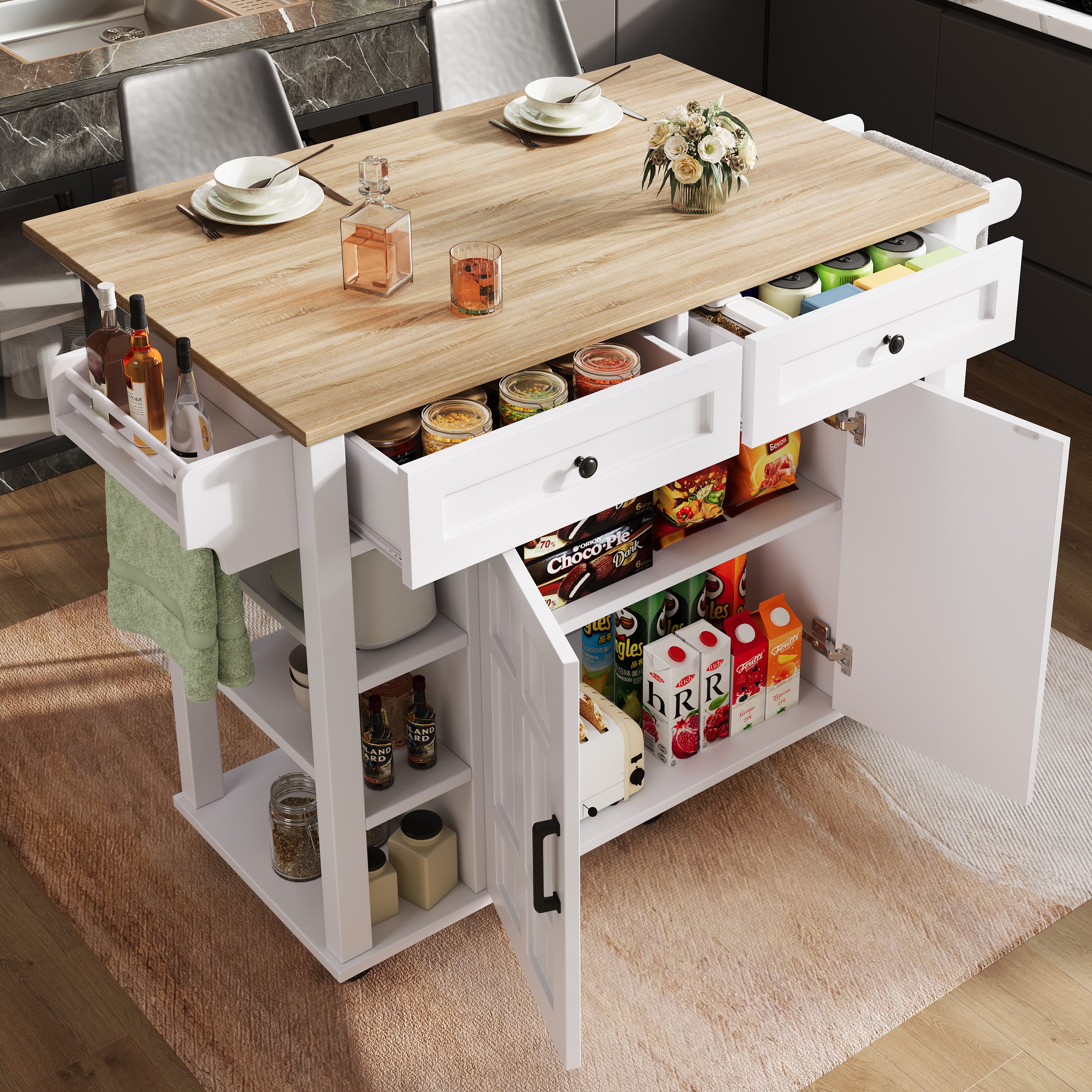 MODFU Küchenwagen Multifunktionale Kücheninsel,Buffetschrank, (Gesamtmaße ( günstig online kaufen