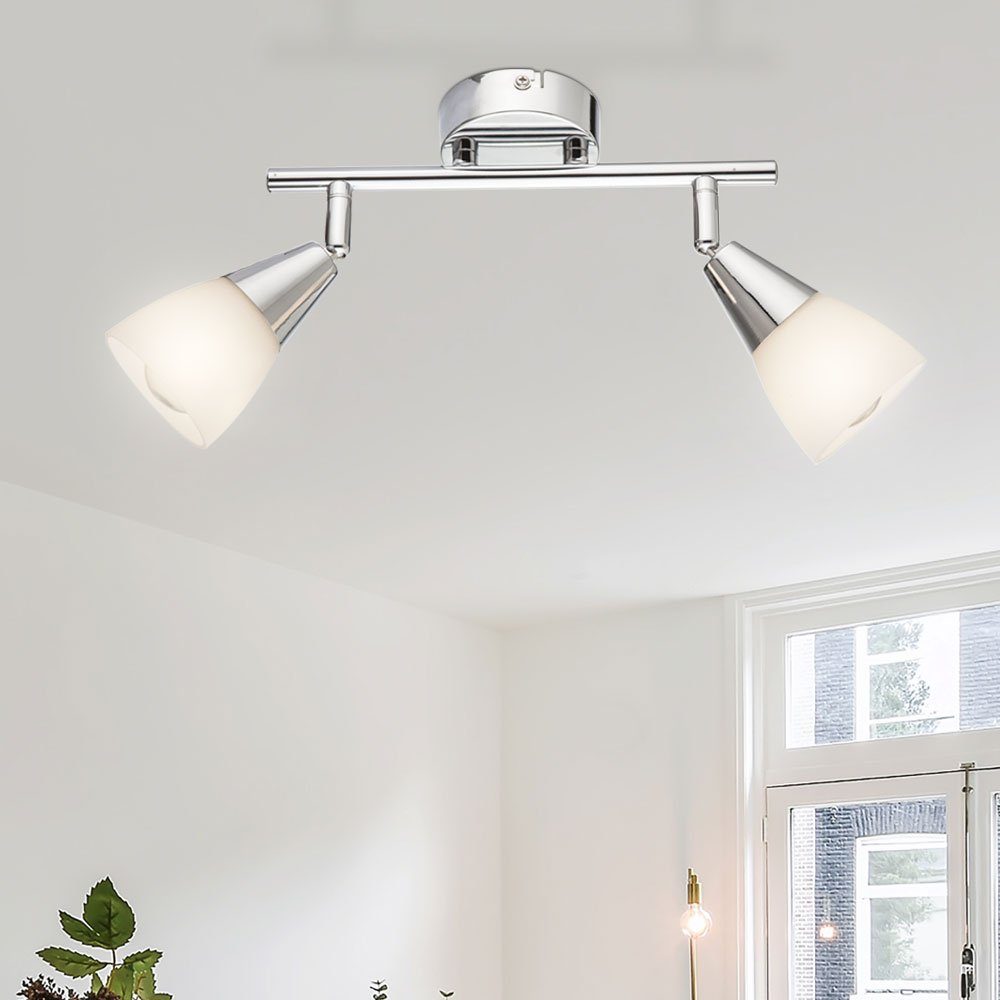 Metall Chrom Wohn Lampe LED Leuchtmittel Leuchte inklusive, nicht Spots Deckenleuchte, Decken etc-shop Opal Glas Beweglich