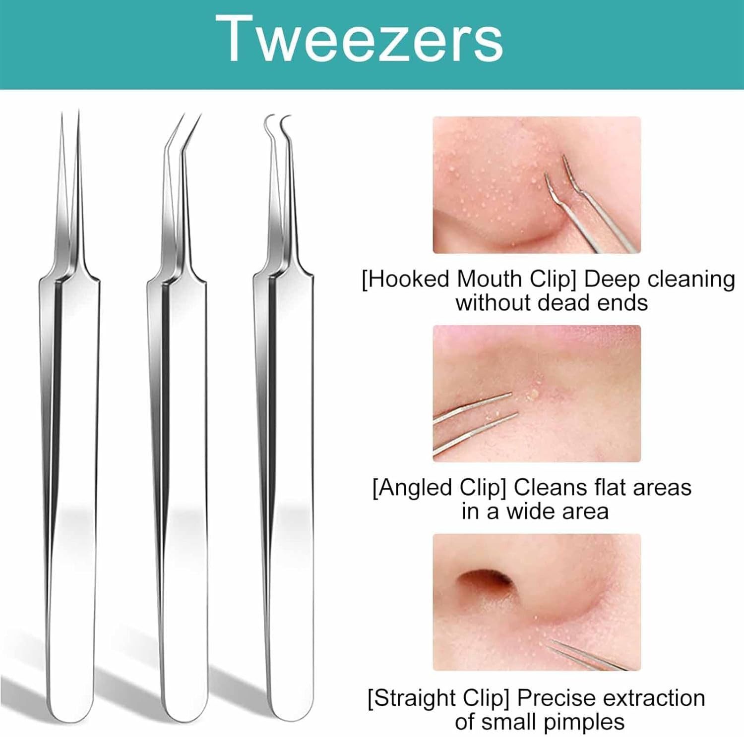 FELIXLEO Porenreiniger Mitesserentferner 8 Pickel Entferner Kosmetikspiegel Gesicht Nase, 1-tlg.