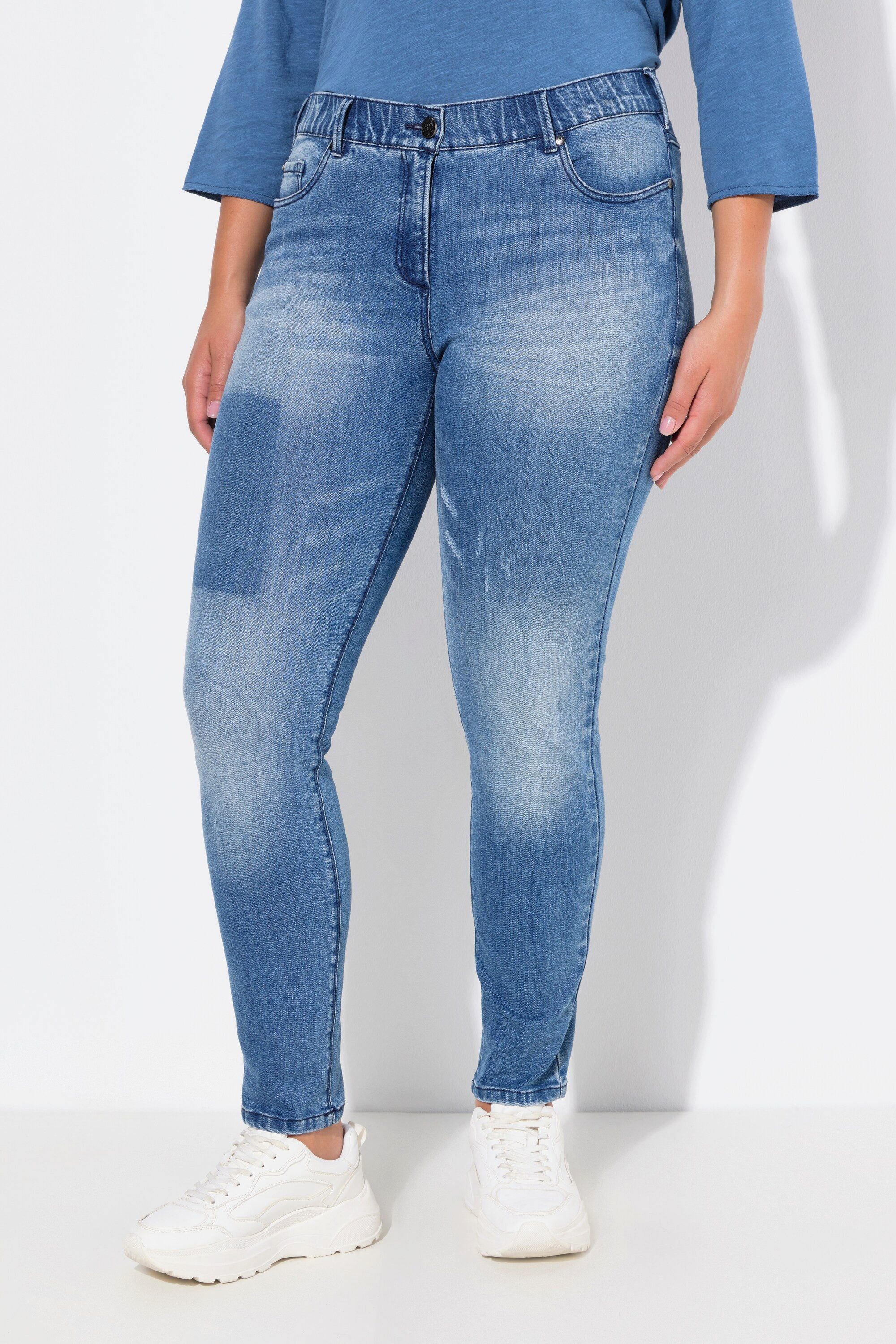 Ulla Popken 5-Pocket-Jeans Jeans Sarah Spray-Effekte schmales Bein Stretch günstig online kaufen