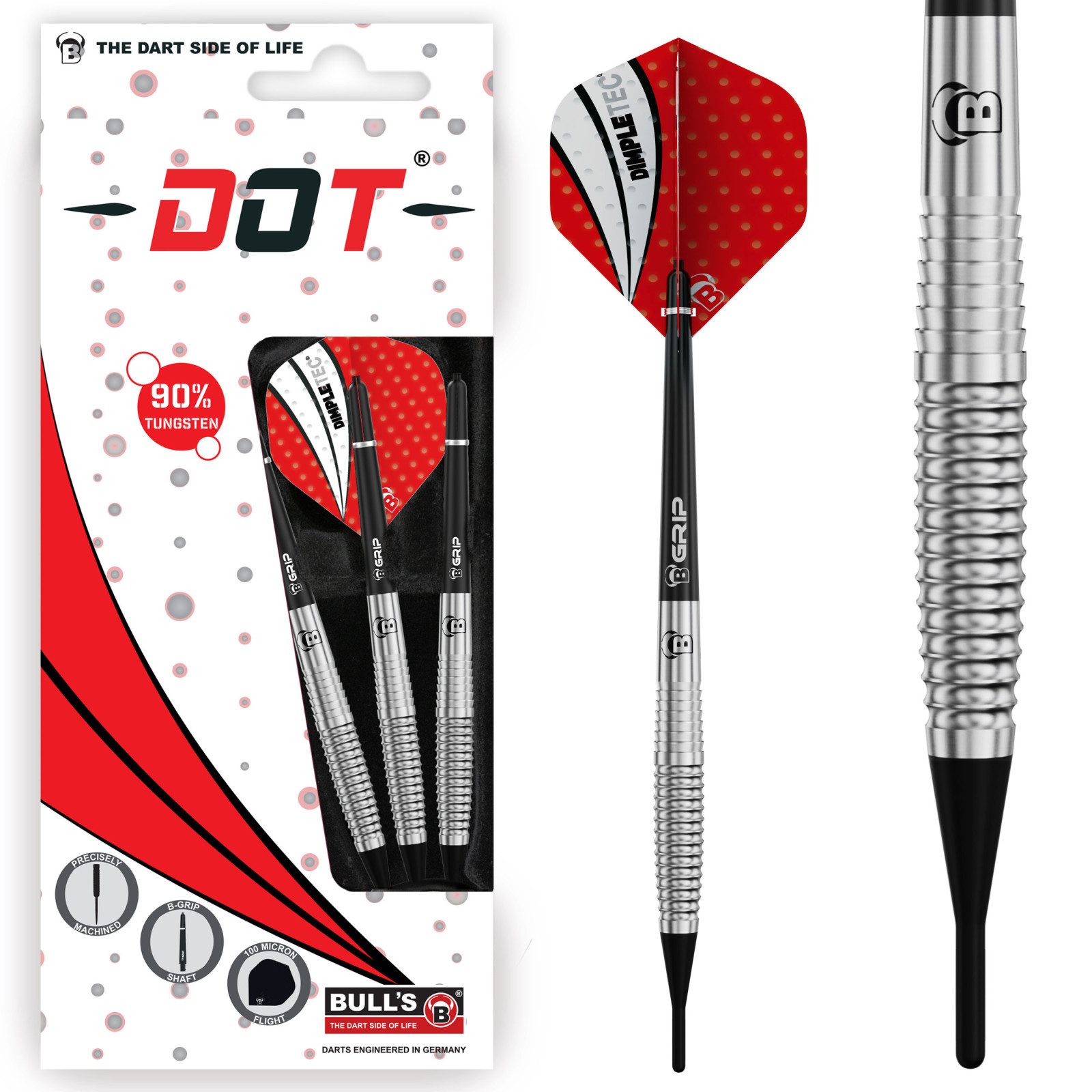 BULL'S Softdarts Bull´s Softdarts DOT D1, 90% Tungsten, 18g., Silber