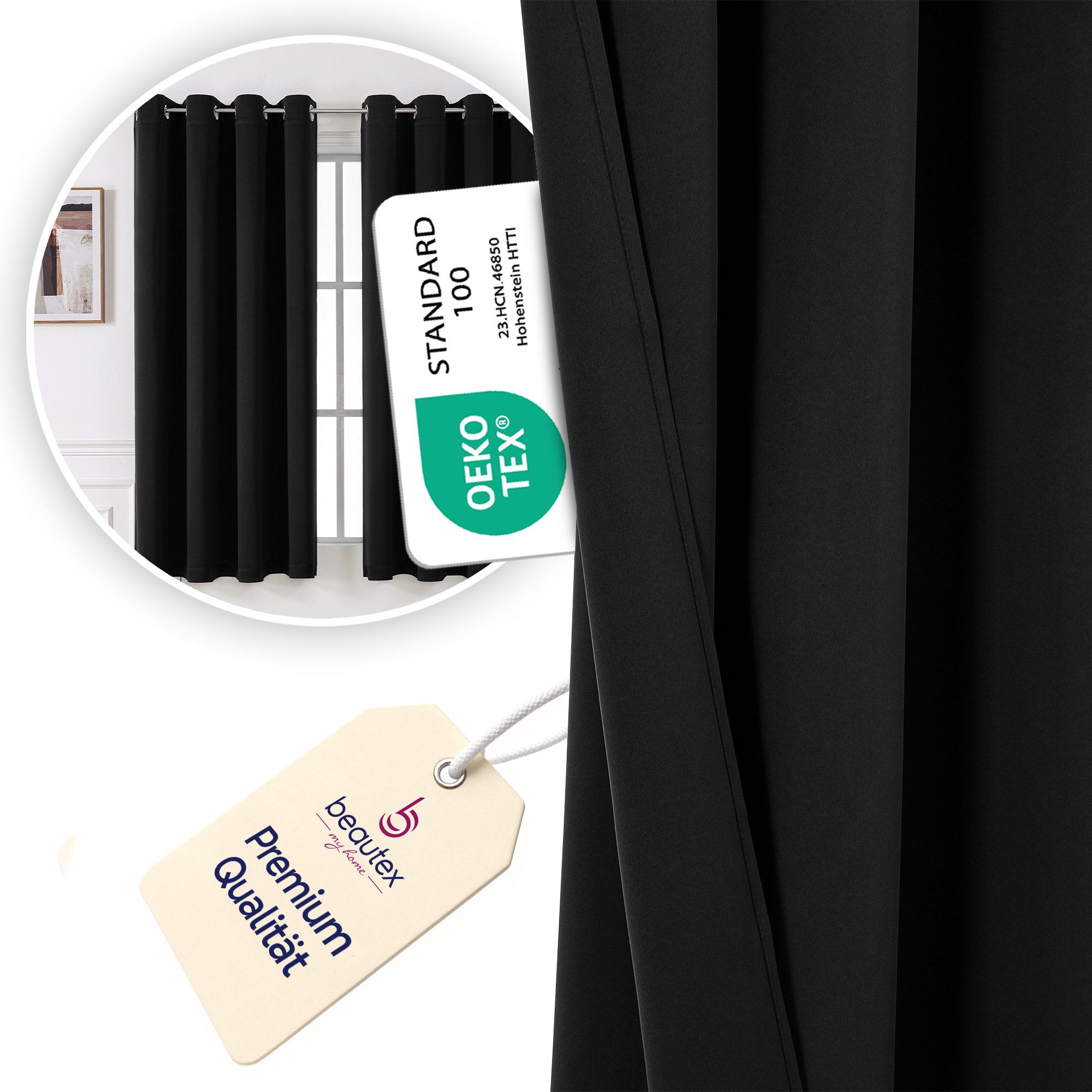 Beautex Verdunkelungsvorhang mit Ösen Vorhang, Gardine blickdicht abdunkelnd (1 St), Ösen, verdunkelnd, Blackout, blickdicht, waschbar, Ösenaufhängung, Farbwahl