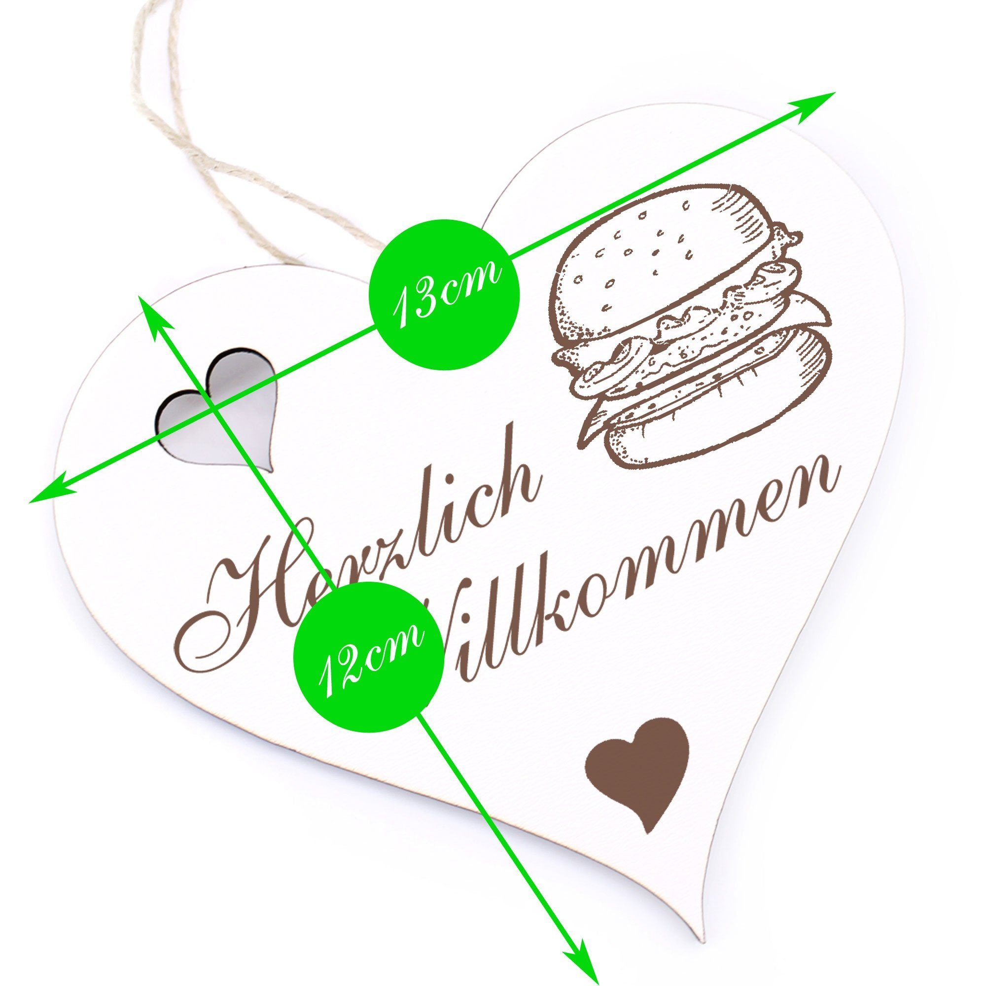 Hängedekoration - 13x12cm Herzlich - Dekolando Willkommen Burger