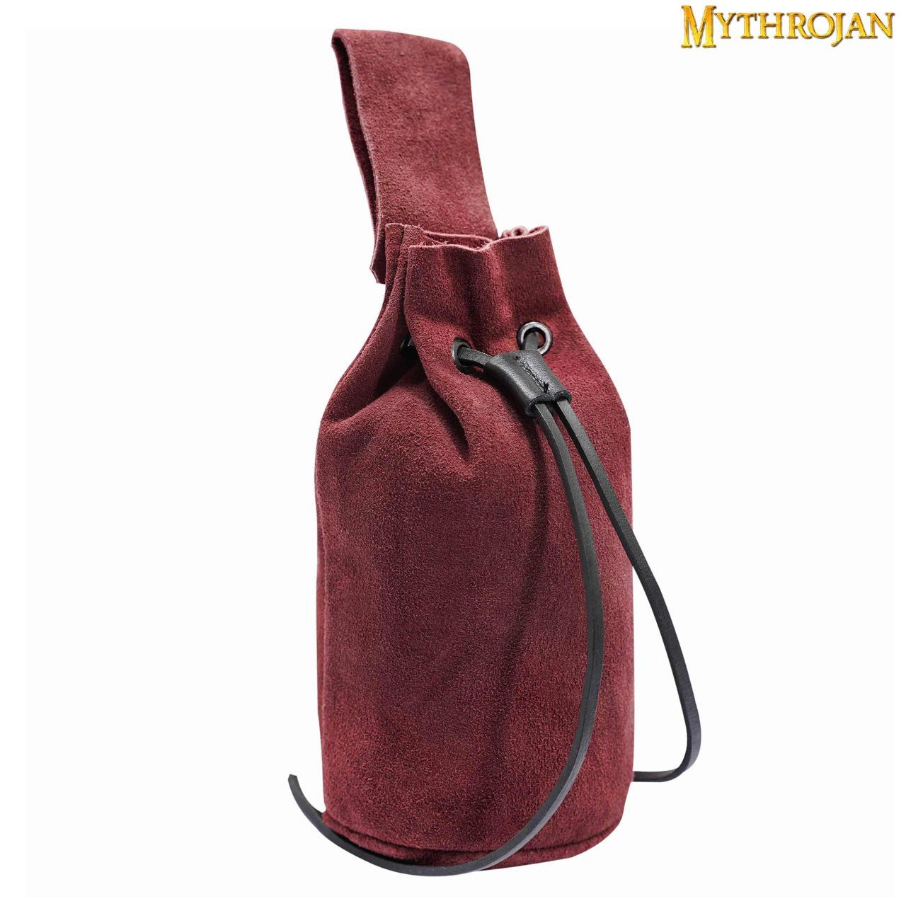 Ritter-Kostüm Mittelalterliche Gürtelbeutel aus Wildleder Kordelzug Weinrot