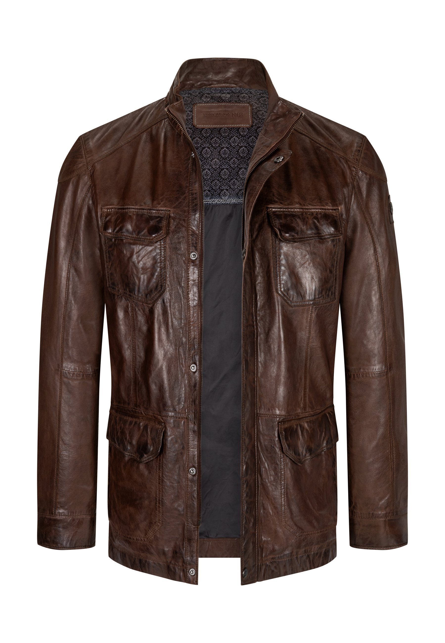 Milestone Lederjacke MS-Jose längere Herren Fieldjacket günstig online kaufen