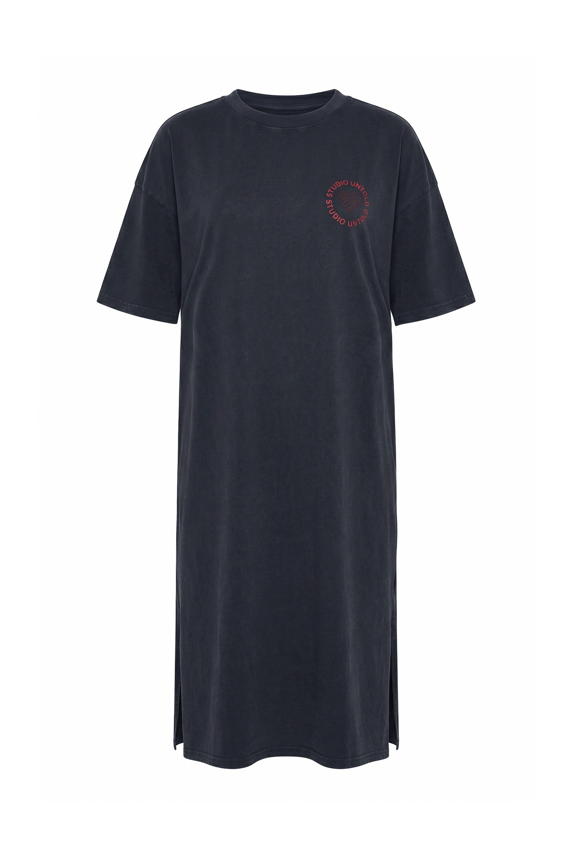 Studio Untold Midikleid Midi-Jerseykleid A-Linie Applikation Halbarm