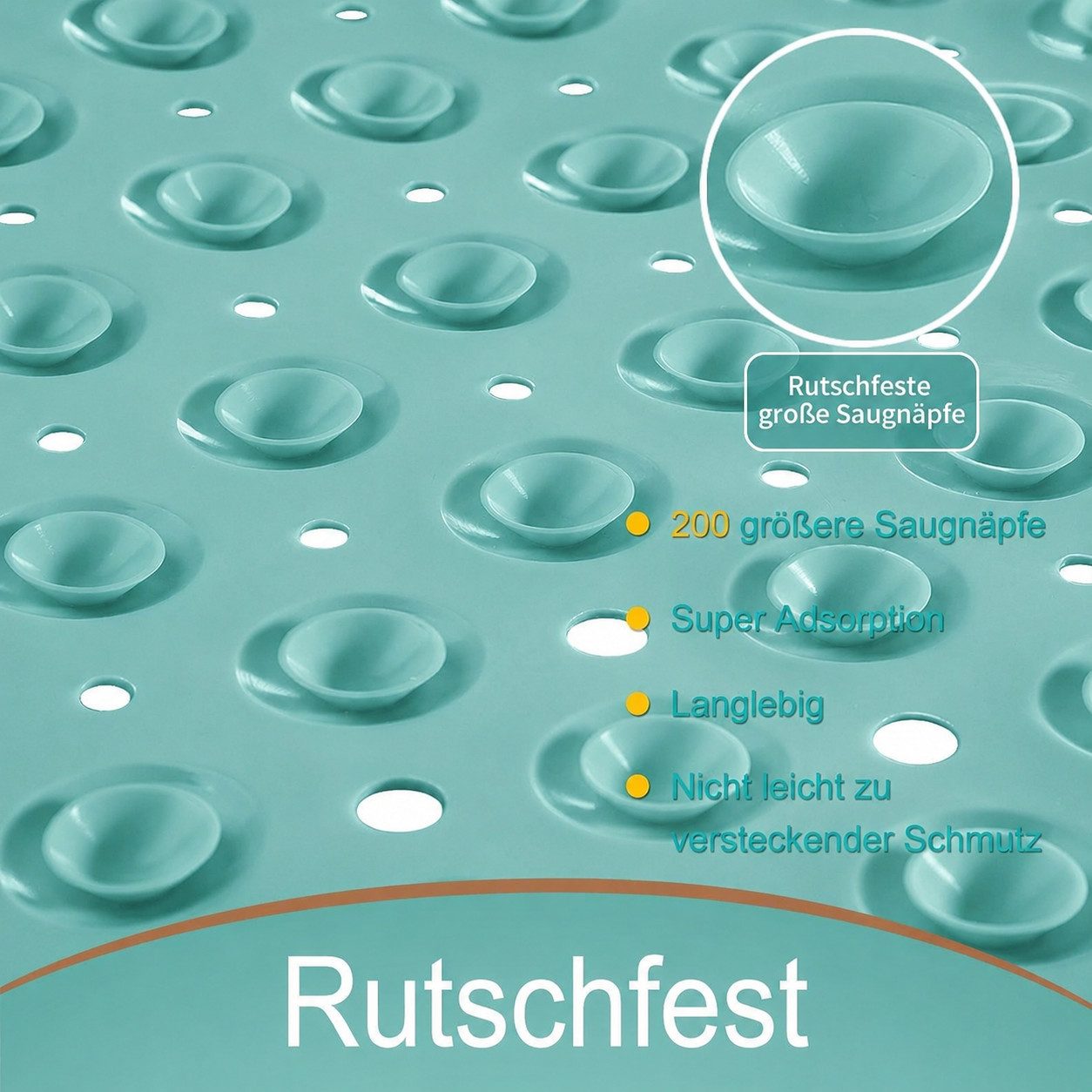 Forrlite Badematte Badewannenmatte rutschfest, BPA Frei Antirutschmatte, 100 x 40 cm, Extra Lang Duschmatte Schnelltrocknend & Maschinenwaschbar Schimmelresiste – Bild 2 von 5