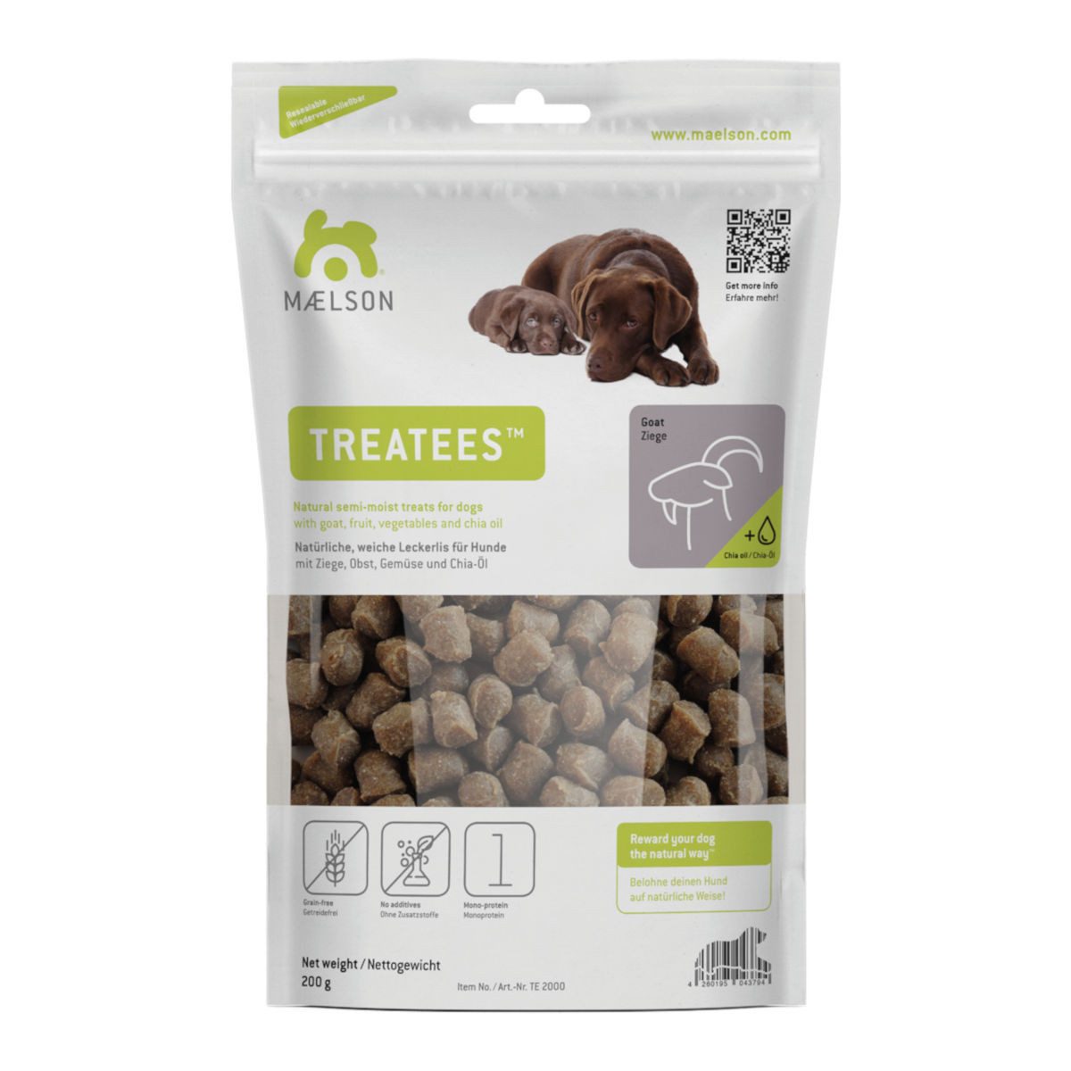 MAELSON Treatees Ziege weiche Hundeleckerlis, 200 g, die gesunde Belohnung ..., Snack für: Hund