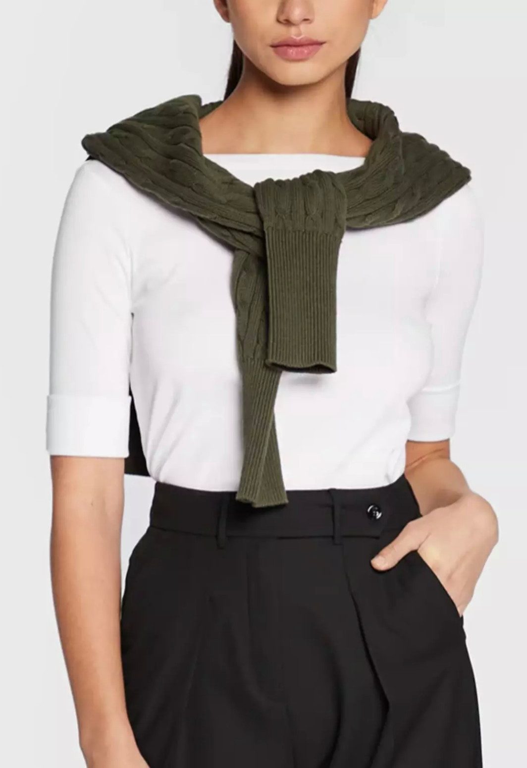 Lauren Ralph Lauren T-Shirt Judy U-Boot Blusen Shirt Eingestickte "LRL"-Monogramm am rechten Saum