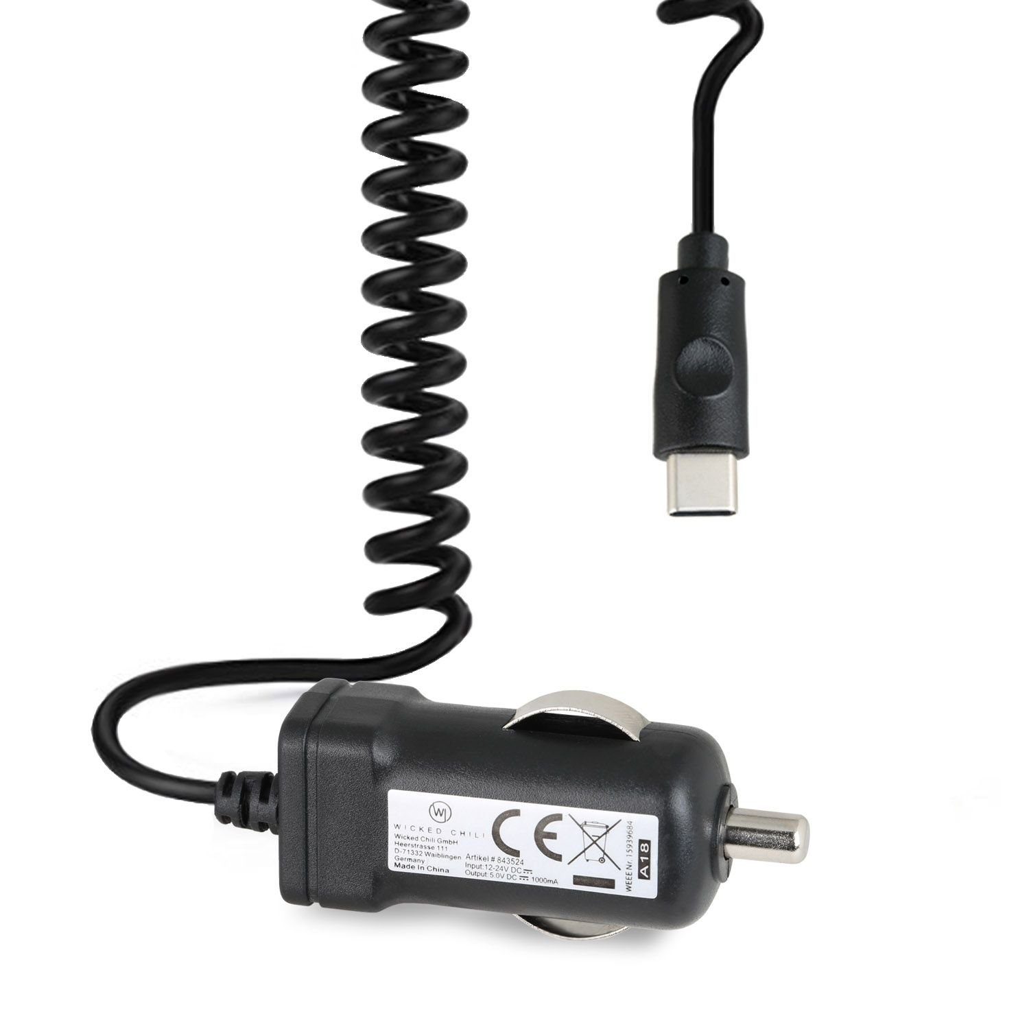 KFZ Ladekabel, 12/24V, Micro USB mit langem Stecker, 2.4A, Black