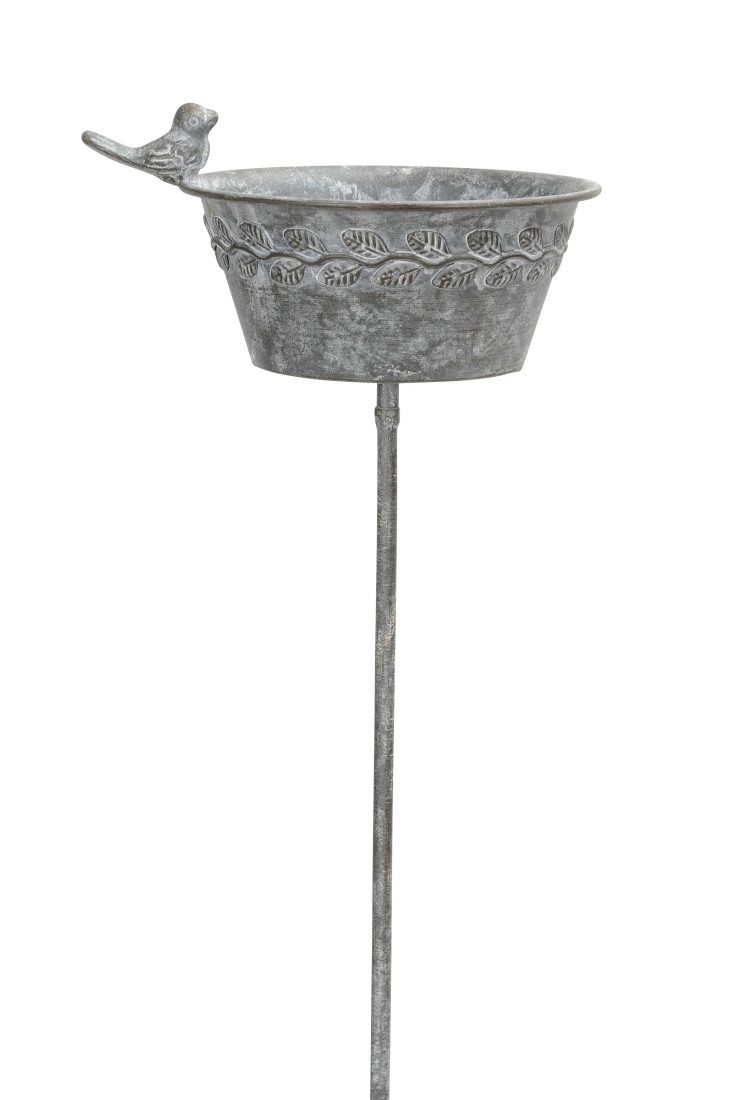 Vogeltränke Futterplatz Metall grau Vintage Ø19x16xH10cm L95cm Futterstation