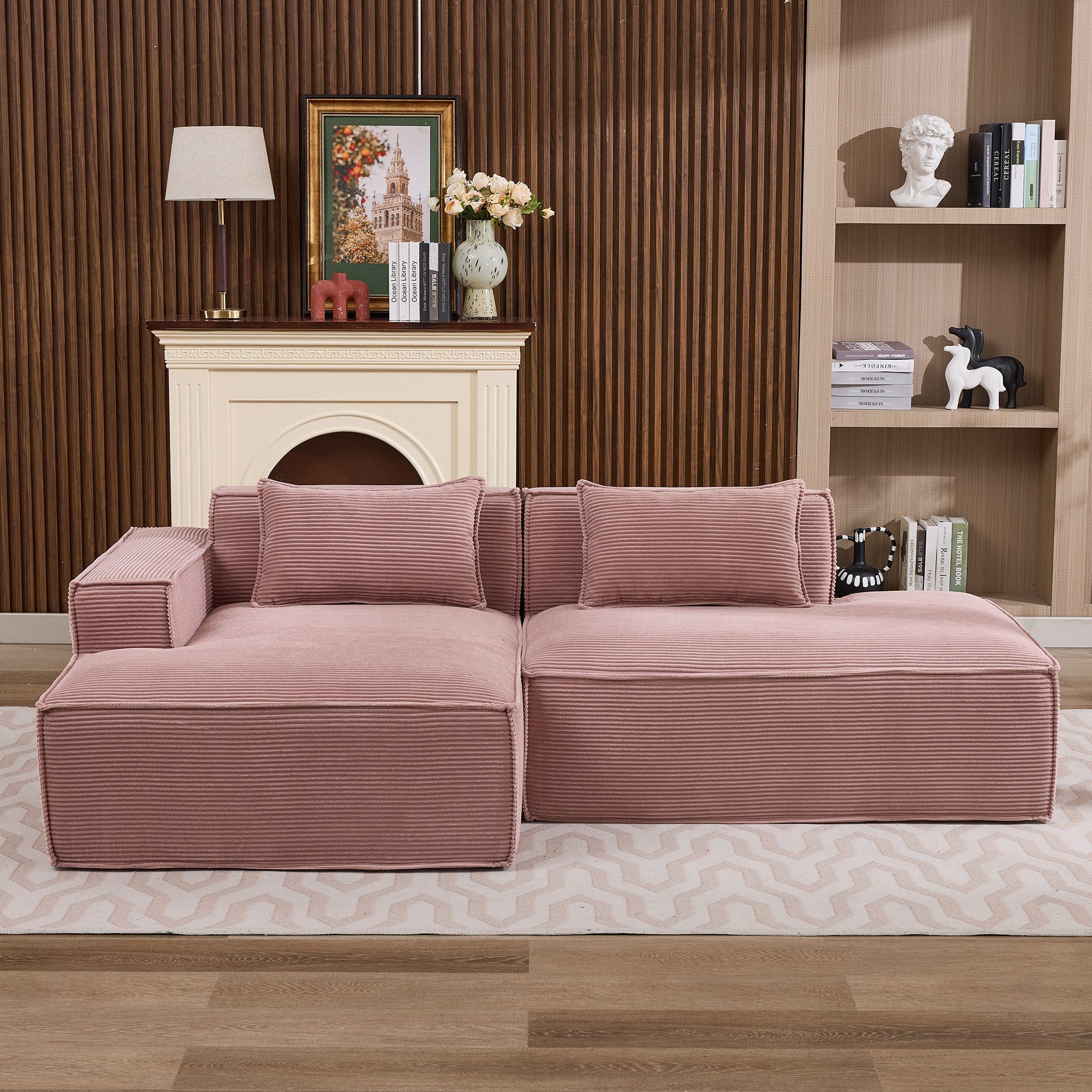 Odikalo 2-Sitzer Sofas wohnzimmer Ecksofa mit Schlaffunktion und Kissen, breites Economy-Textil-Sofa mit zwei Kissen+Federtasche-modernes einfaches und komfortables Sofa ideal für kleine Wohnzimmer Wohnungen und Büros