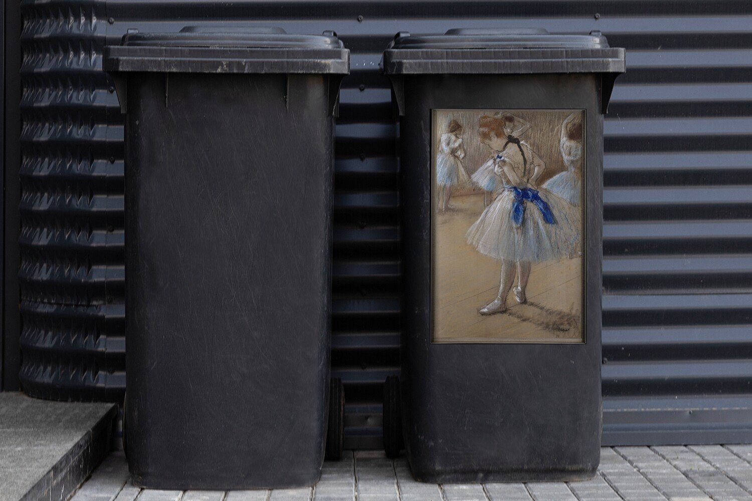 (1 Container, St), Wandsticker - Gemälde Degas Tänzerin Mülltonne, von Abfalbehälter MuchoWow Mülleimer-aufkleber, Edgar Sticker,