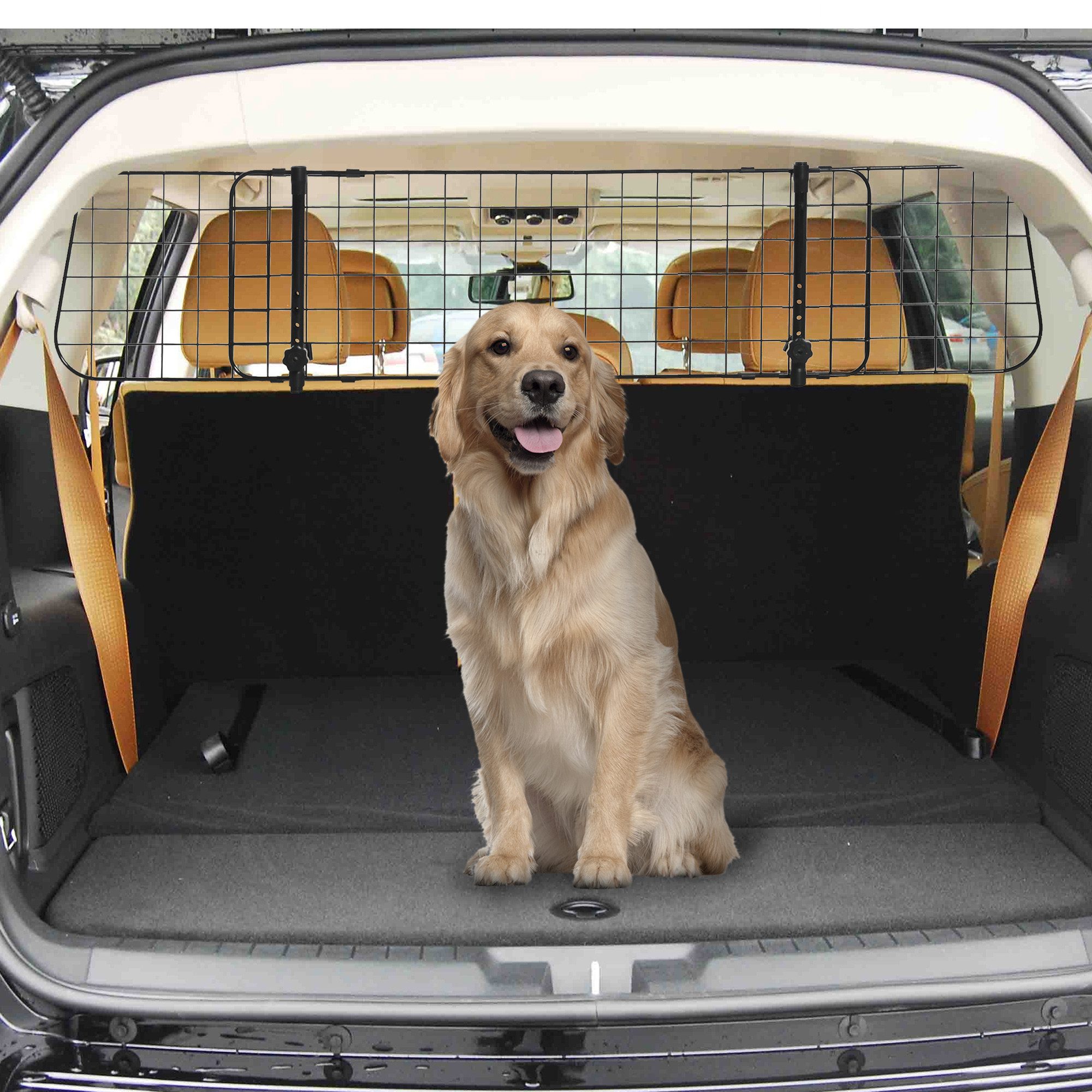 PawHut Hundegitter Hundegitter Auto Universal für Hunde für Kofferraum (Trenngitter, 1 St., Haustierschutzgitter), Metall schwarz 91–152 x 0,6 x 30 cm