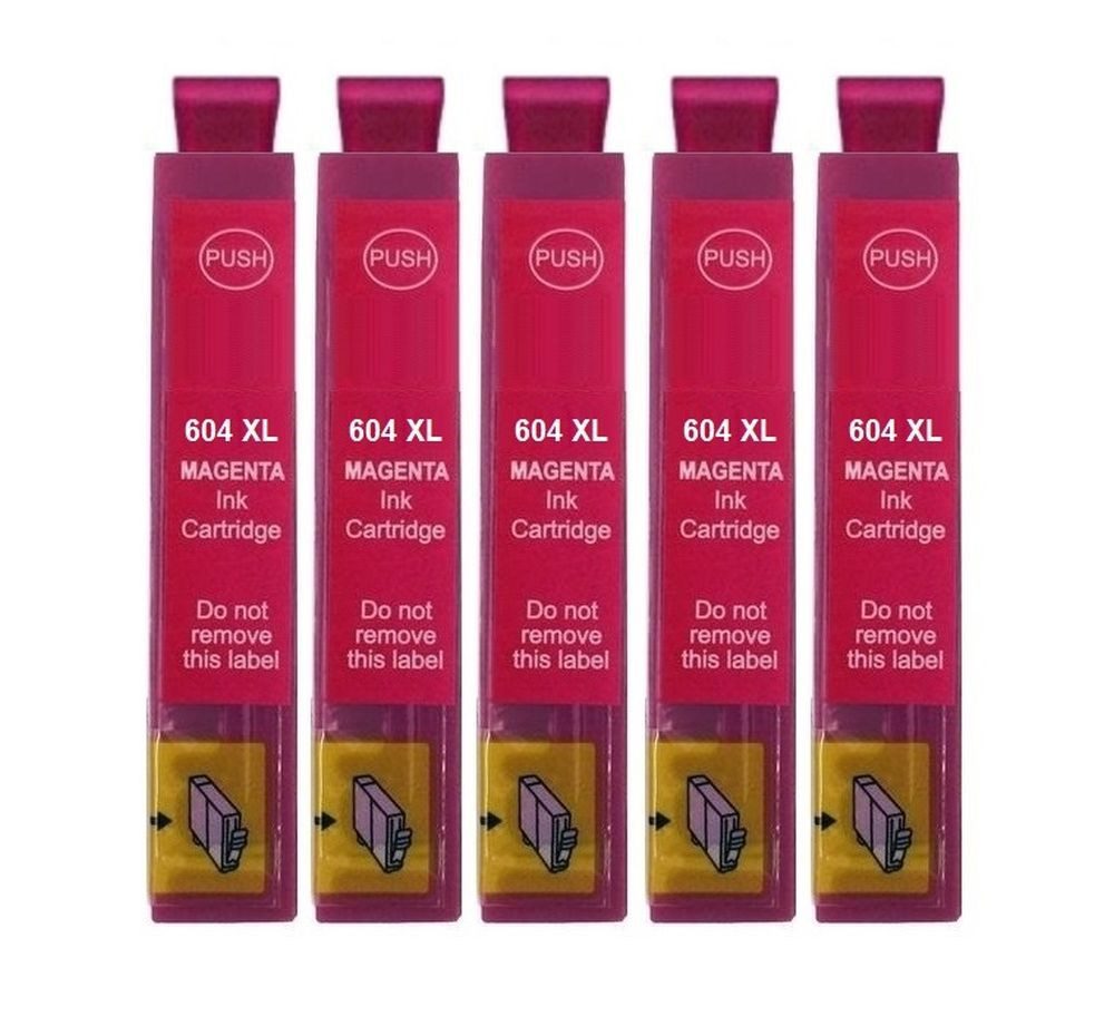 inkpro 5 x Druckerpatrone 604XL M kompatibel mit Epson 604 XL magenta, Tintenpatrone (für Epson Expression Home XP-2200, XP-2205, XP-3200, XP-3205, XP-4200, XP-4205, WorkForce WF-2910 DWF, WF-2930 DWF, WF-2935 DWF, WF-2950 DWF, 5-tlg., XXL Füllmenge je 14 ml)