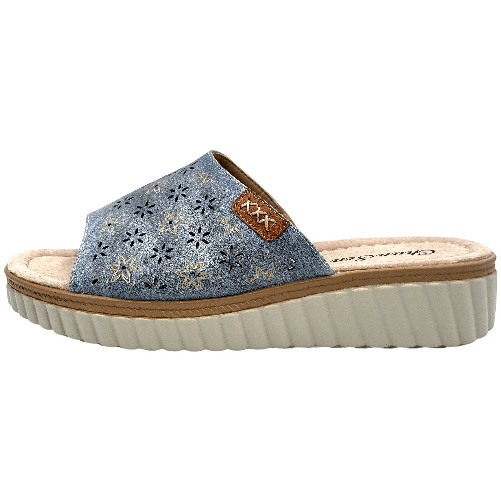 Nowaland Bequeme Damen-Pantoletten - luftdurchlässig & rutschfest Pantolette Blumenmuster, ergonomisch, Weich, rutschhemmend